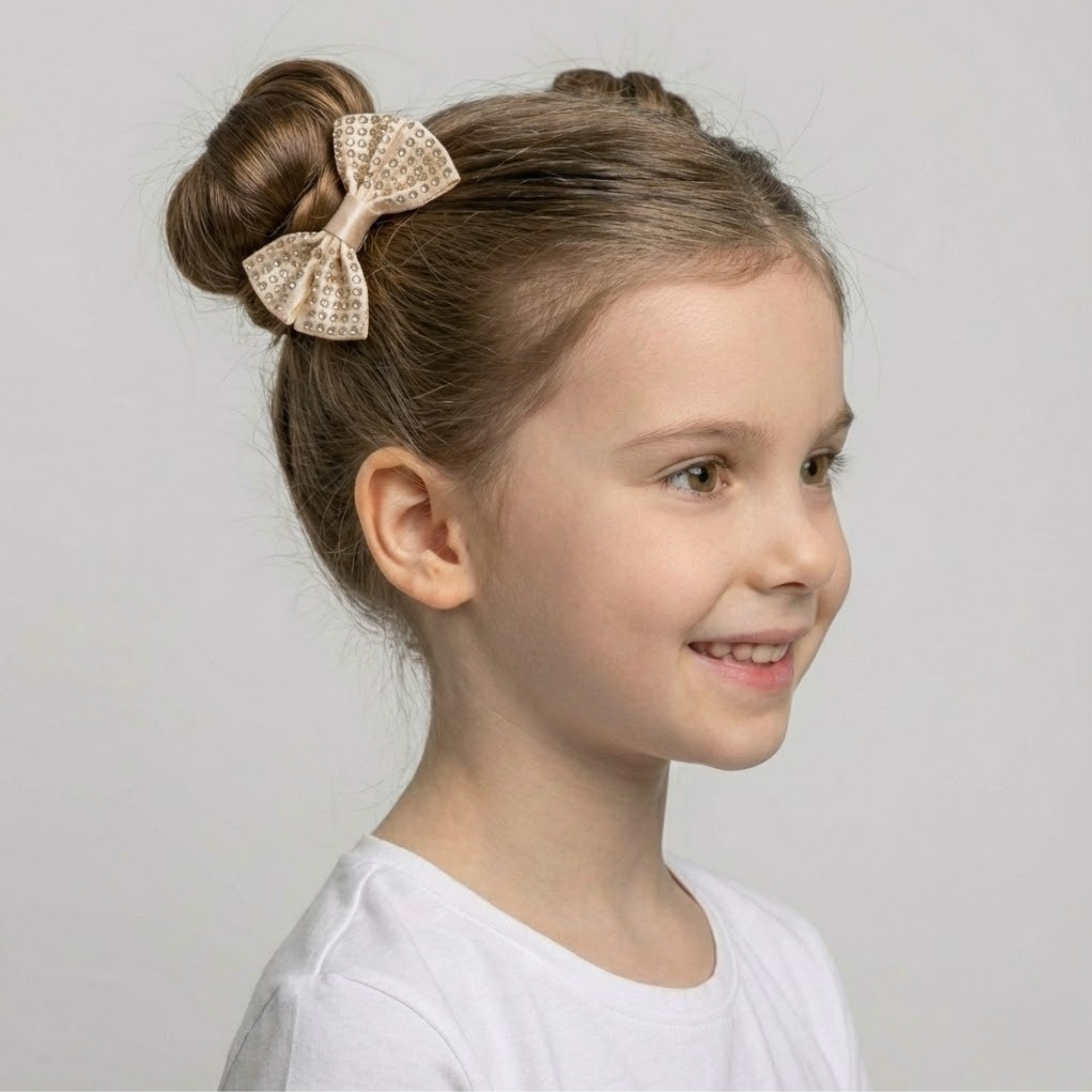 Set of two cream satin hair bows