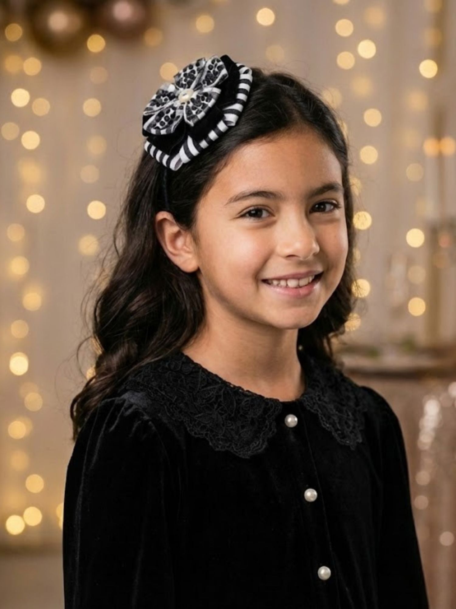 Velvet Gingham Jeweled Headband
