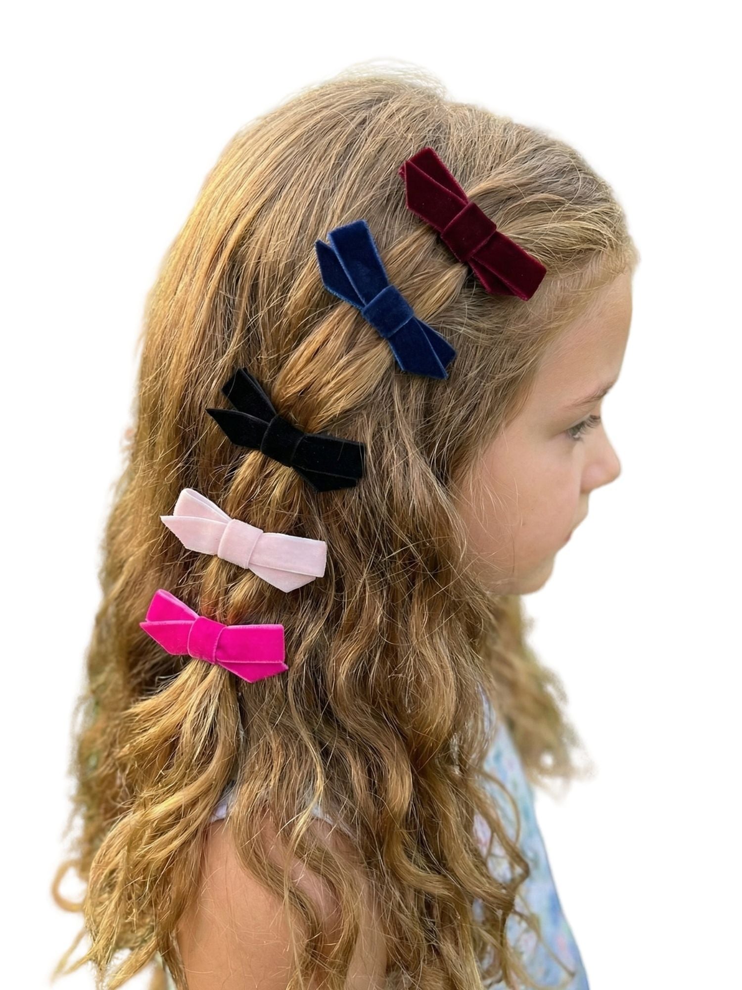 Velvet Bow Clips, Pack of 5