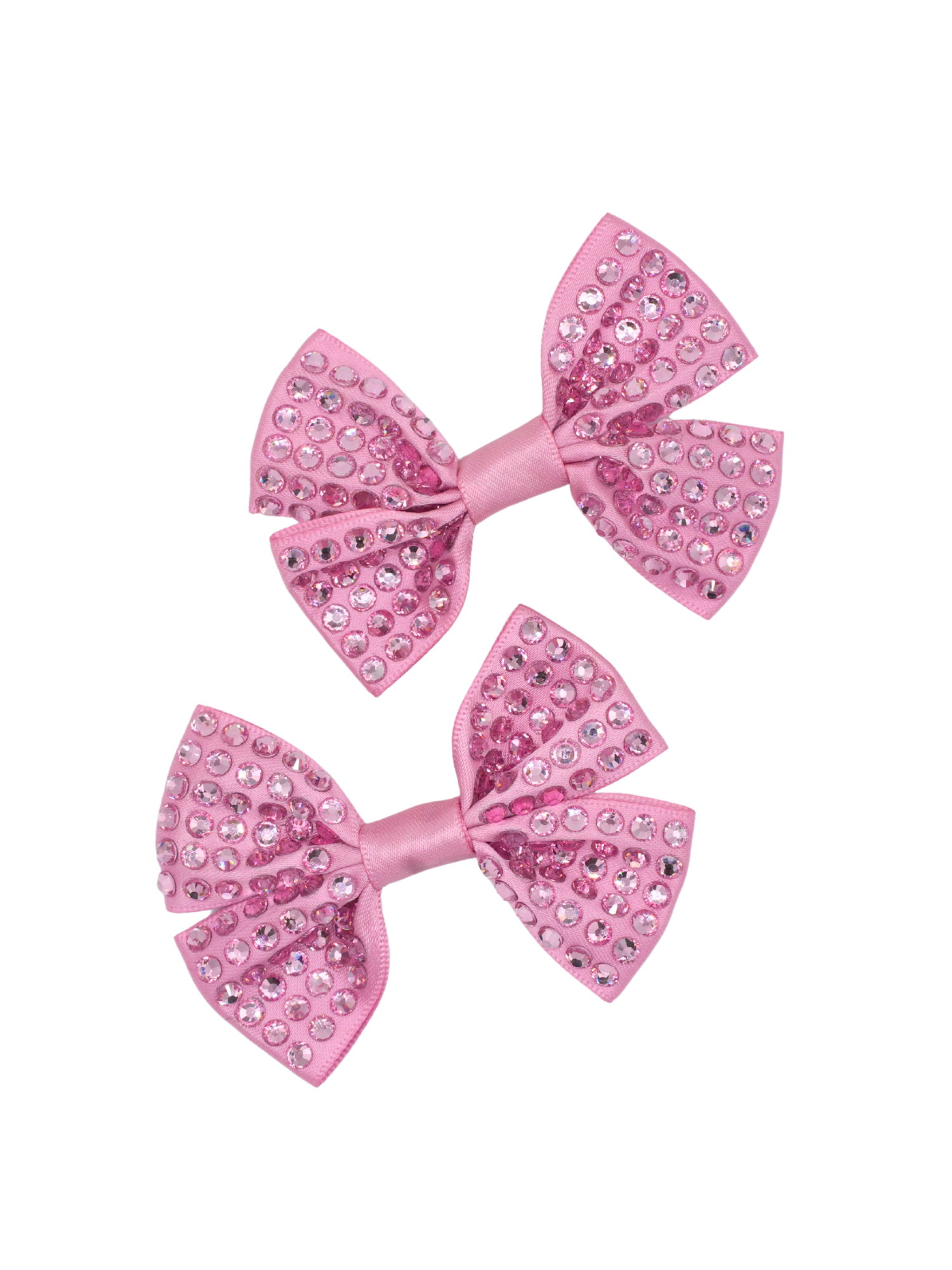 Set of two pink satin hair bows