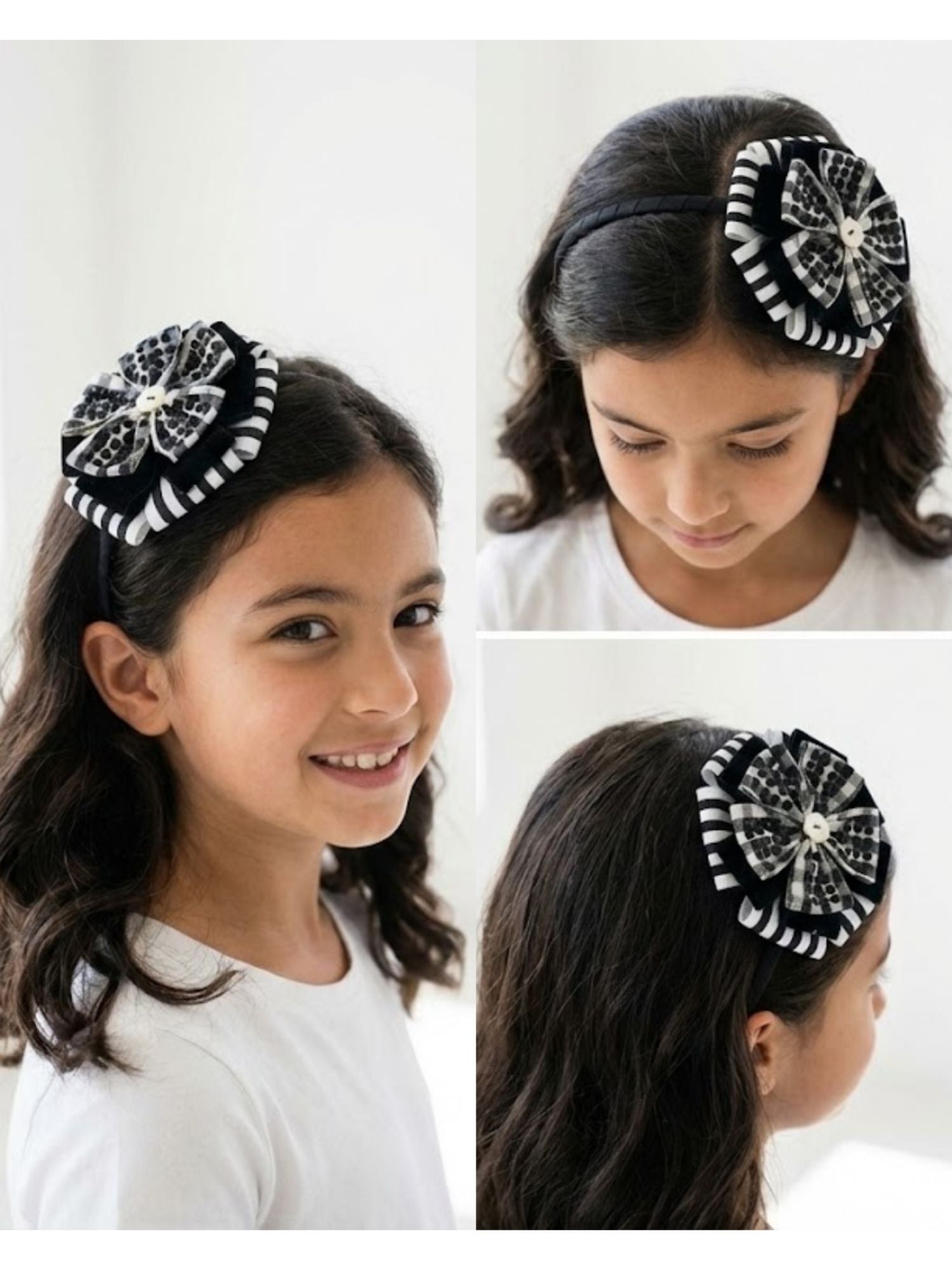Velvet Gingham Jeweled Headband