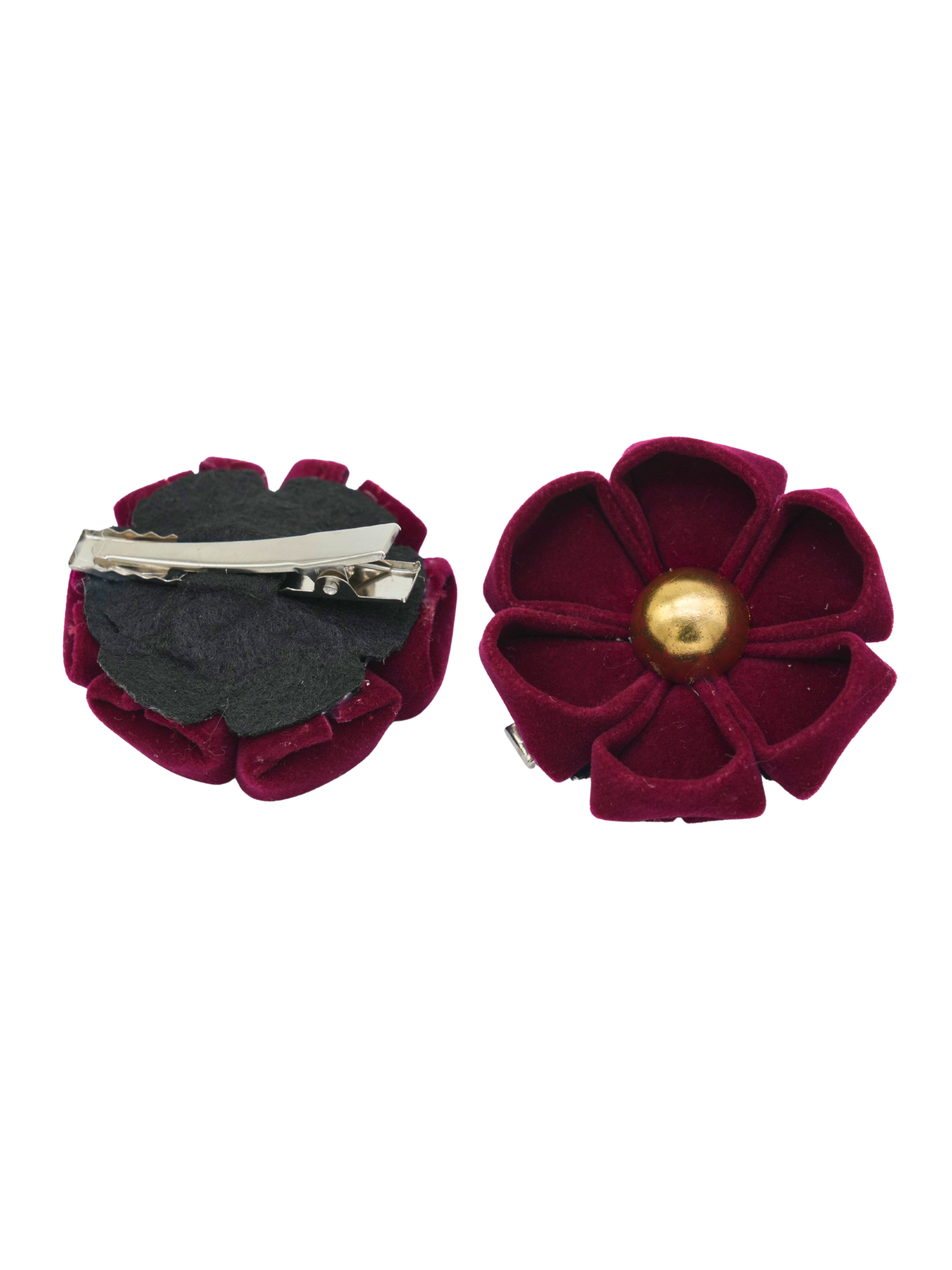 Set of two maroon hair clips