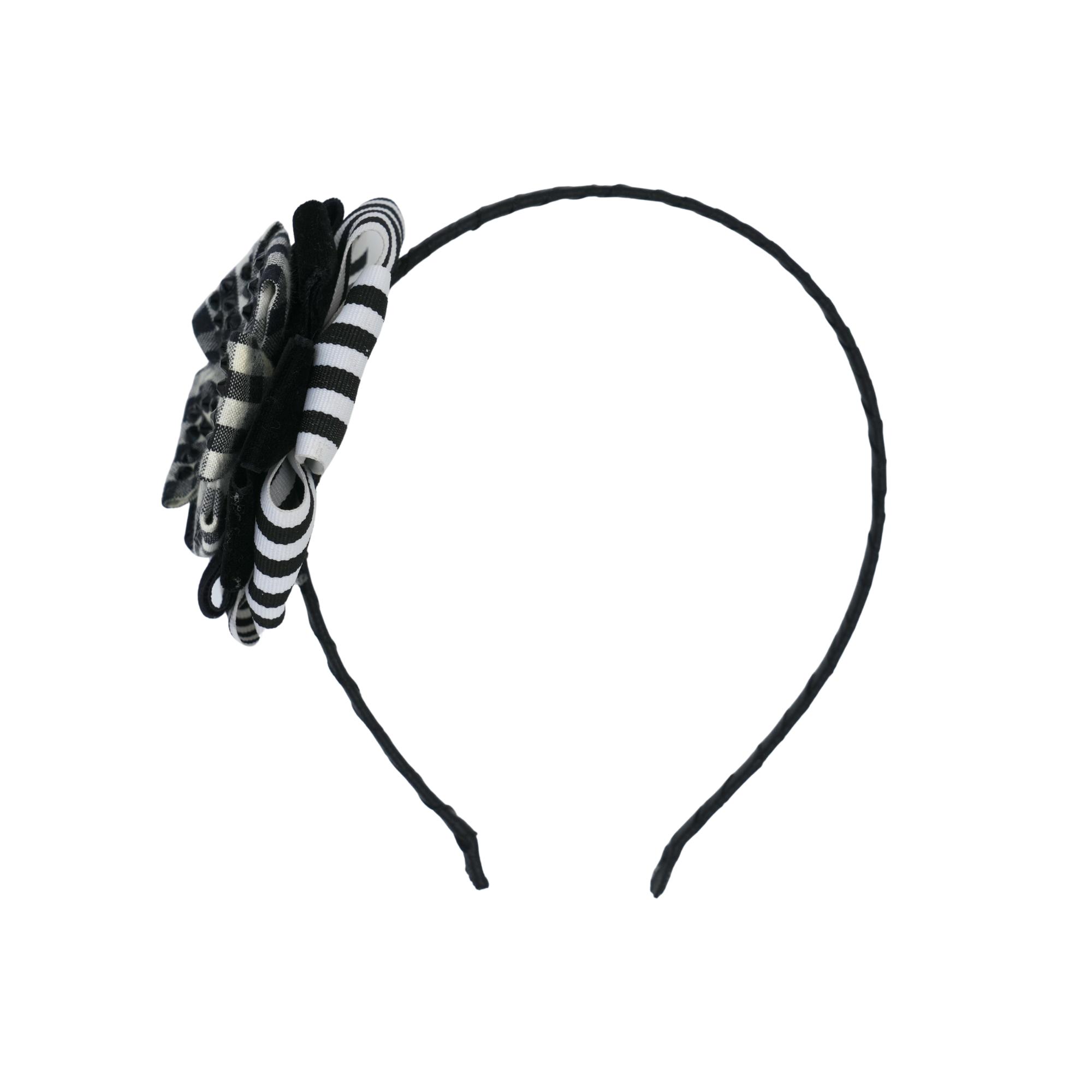 Black Velvet Gingham Jeweled Headband