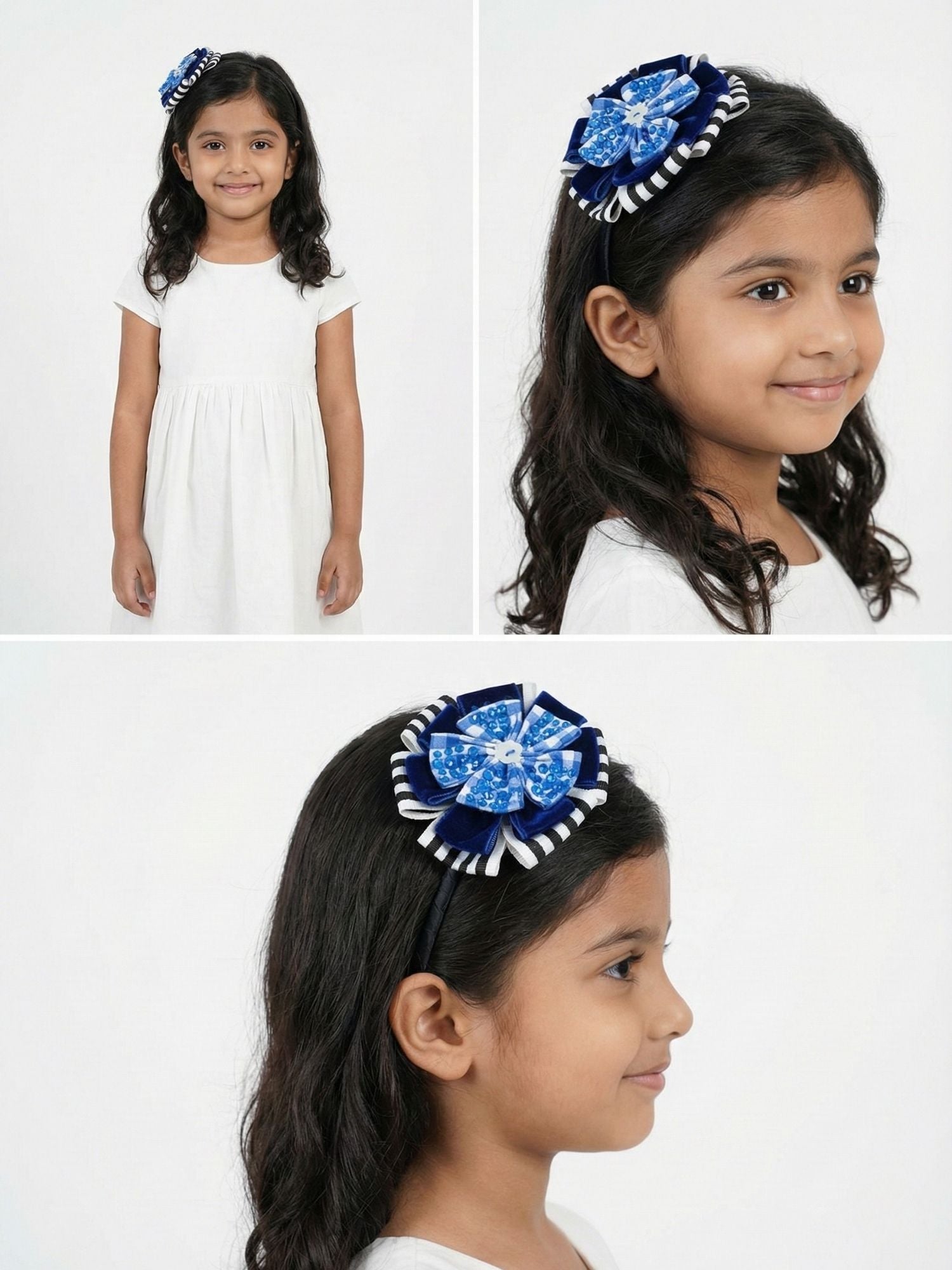 Velvet Gingham Jeweled Headband