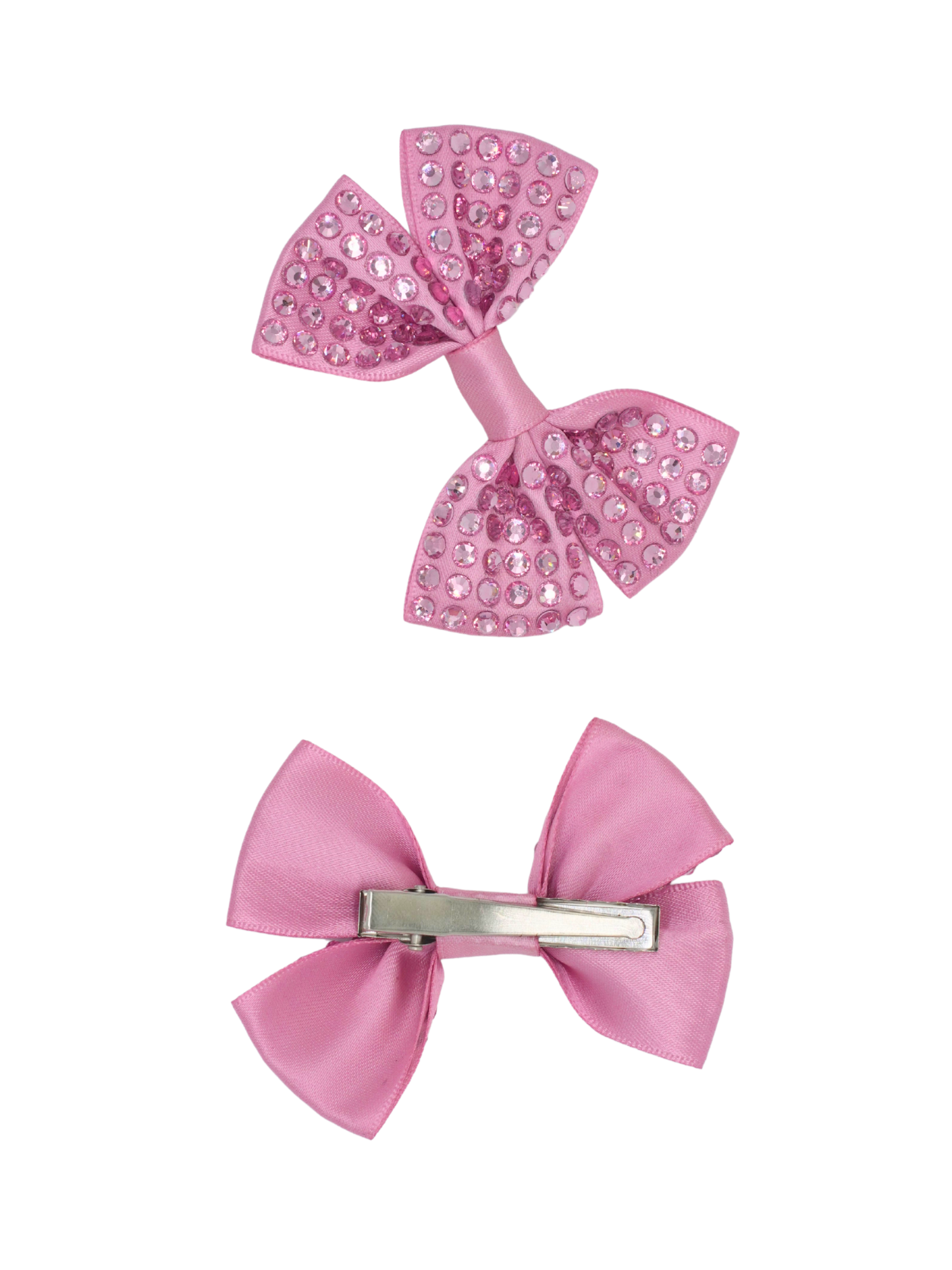 Set of two pink satin hair bows