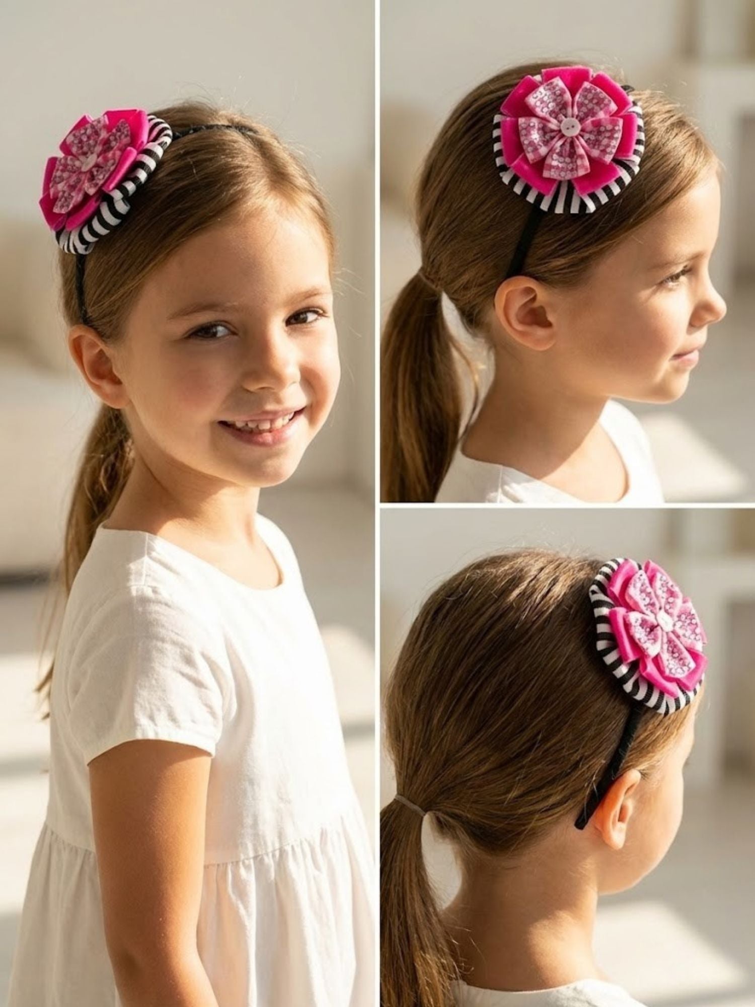 Velvet Gingham Jeweled Headband