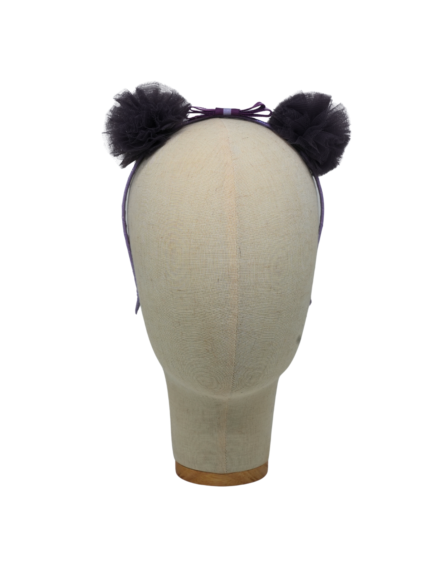 Satin Bow Tulle Headband – Purple.