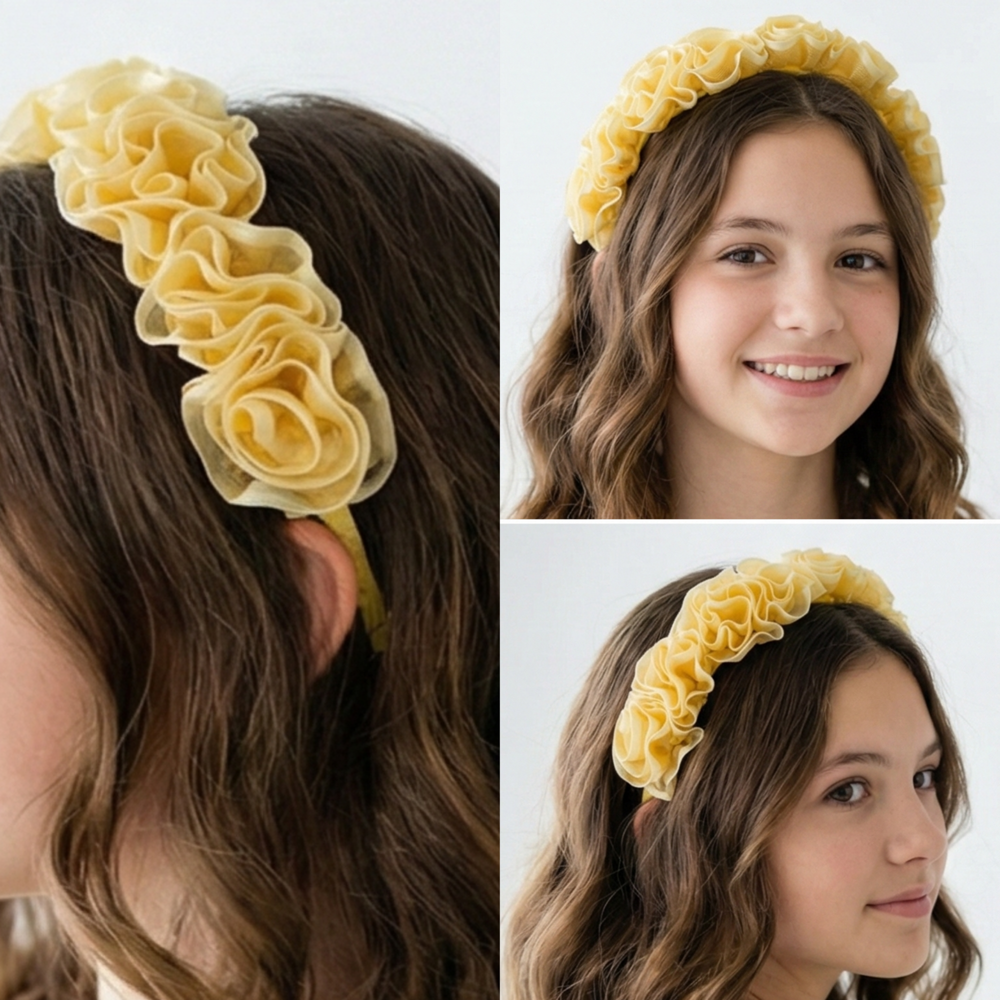 Yellow Ruffle Rose Headband