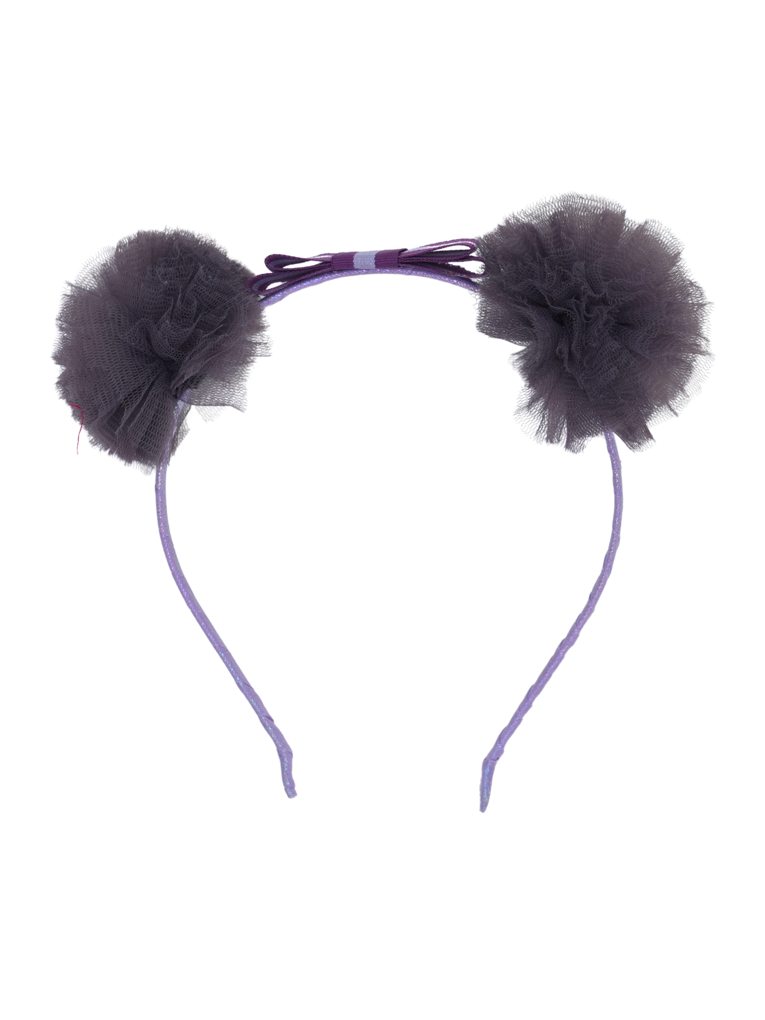 Satin Bow Tulle Headband – Purple.