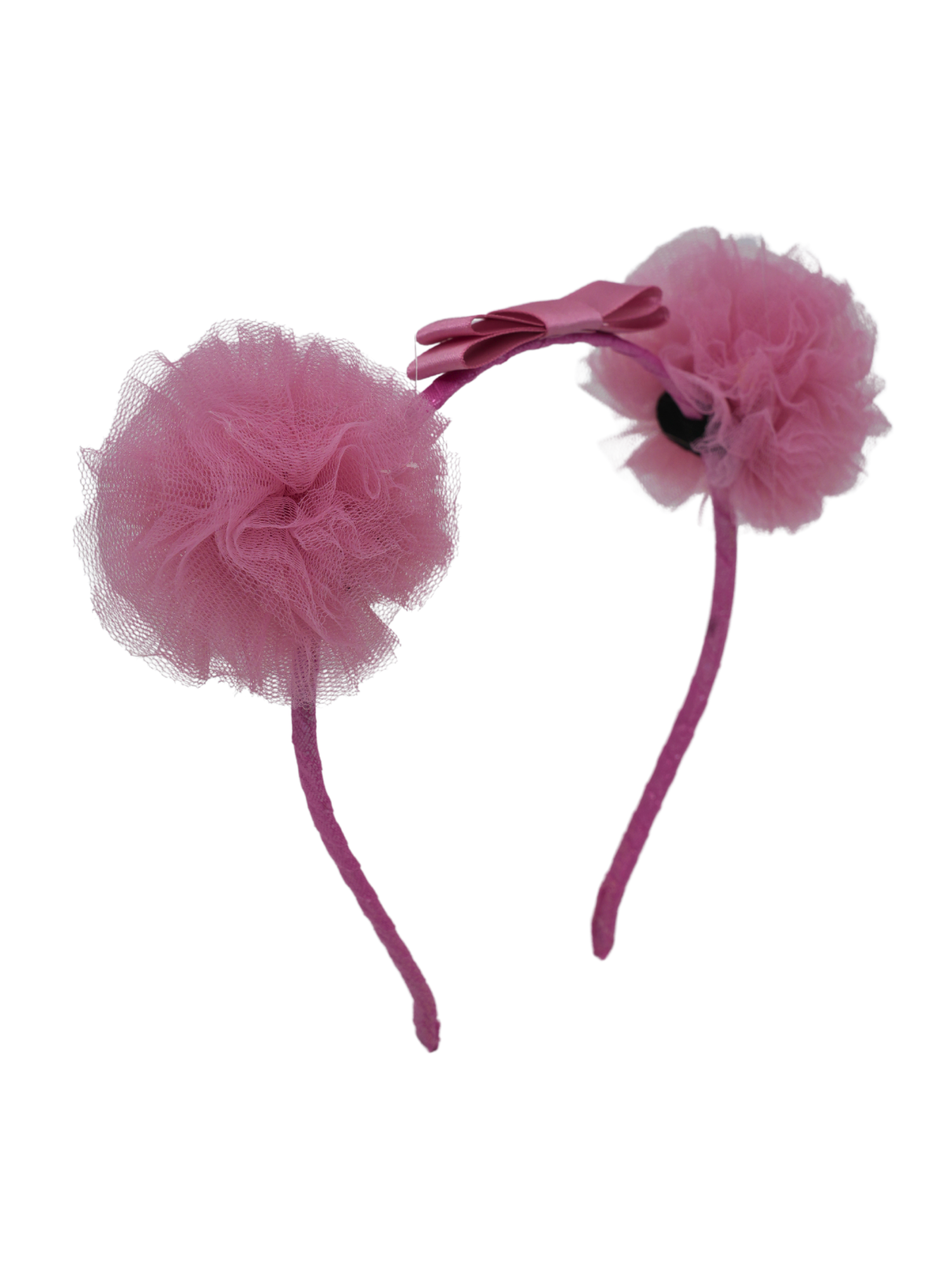 Satin Bow Tulle Headband – Pink.
