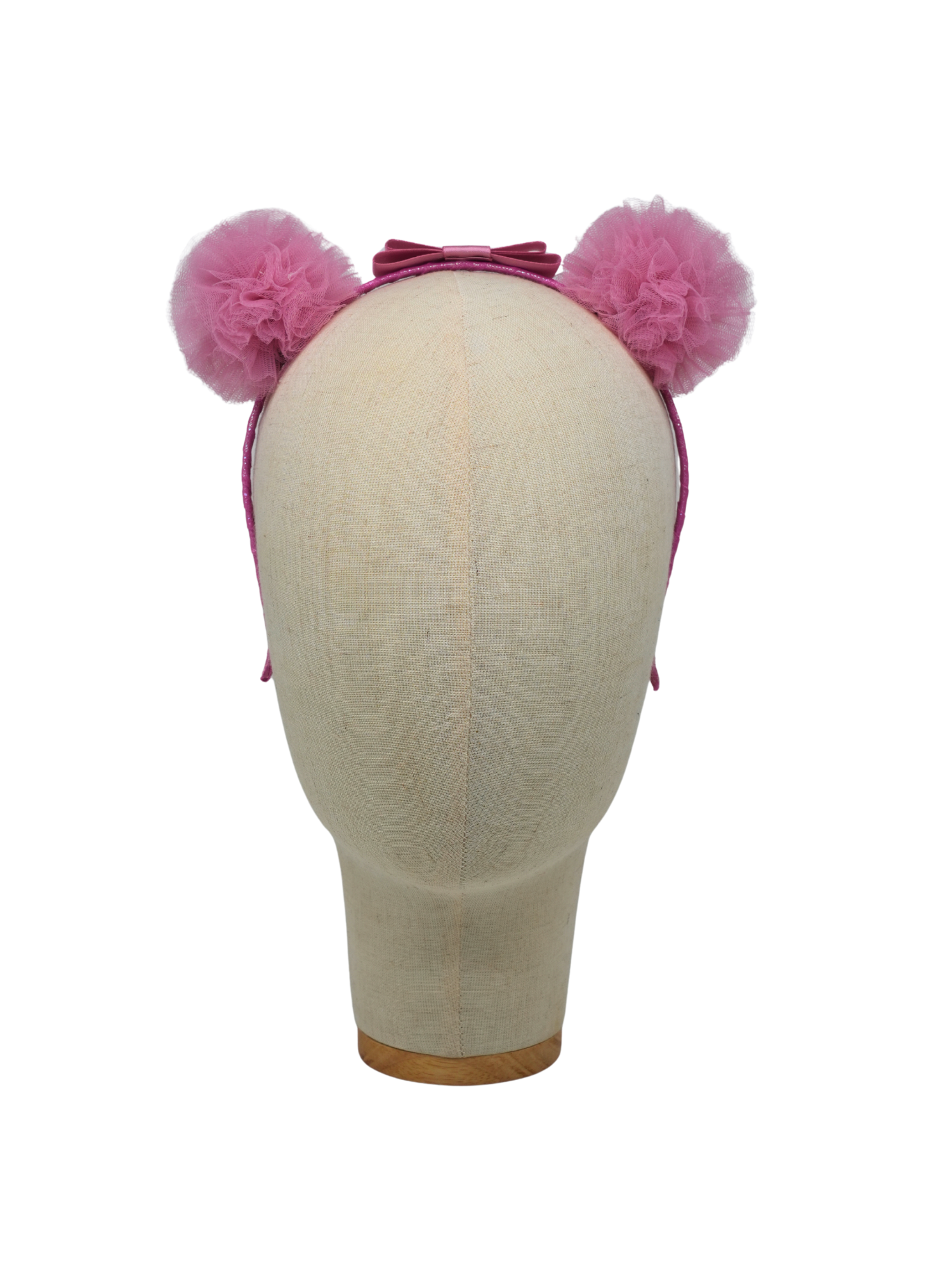 Satin Bow Tulle Headband – Pink.