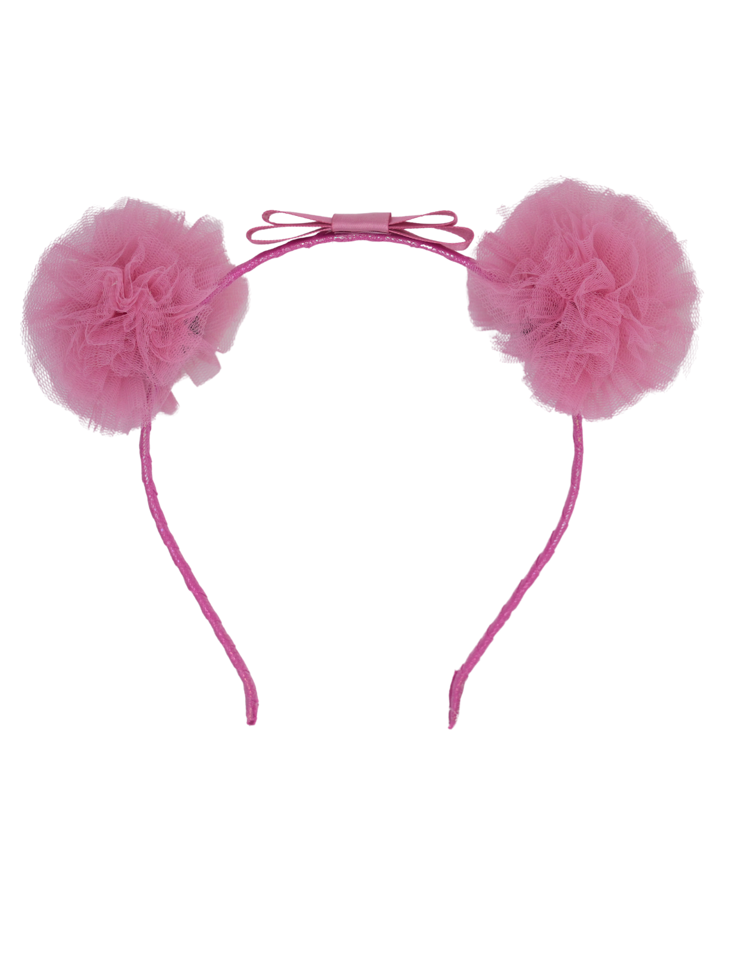 Satin Bow Tulle Headband – Pink.