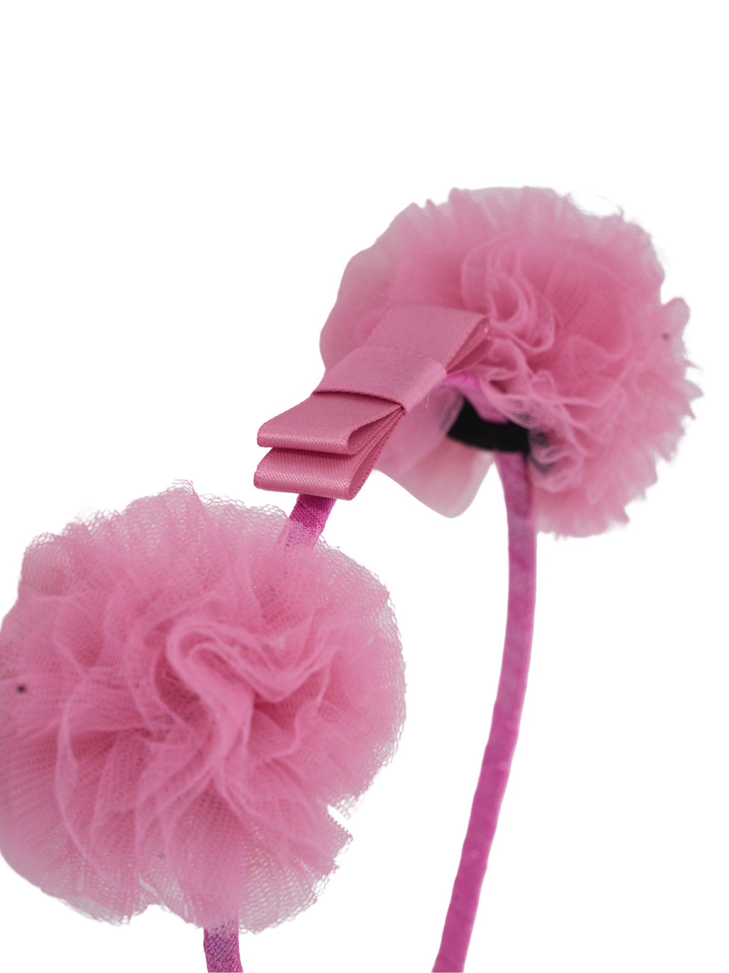 Satin Bow Tulle Headband – Pink.