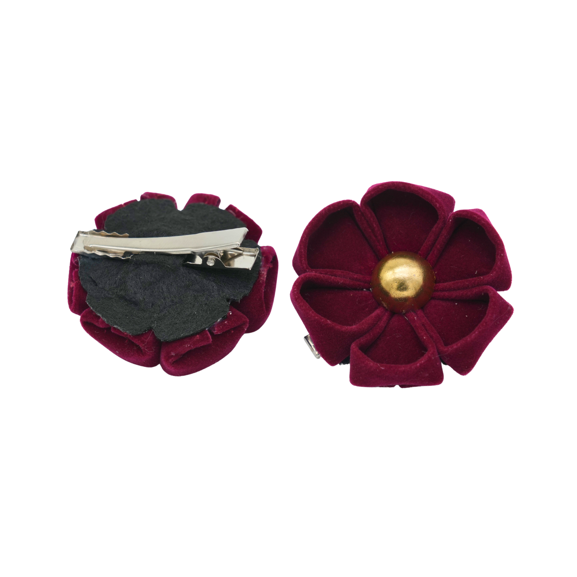 Set of two maroon hair clips