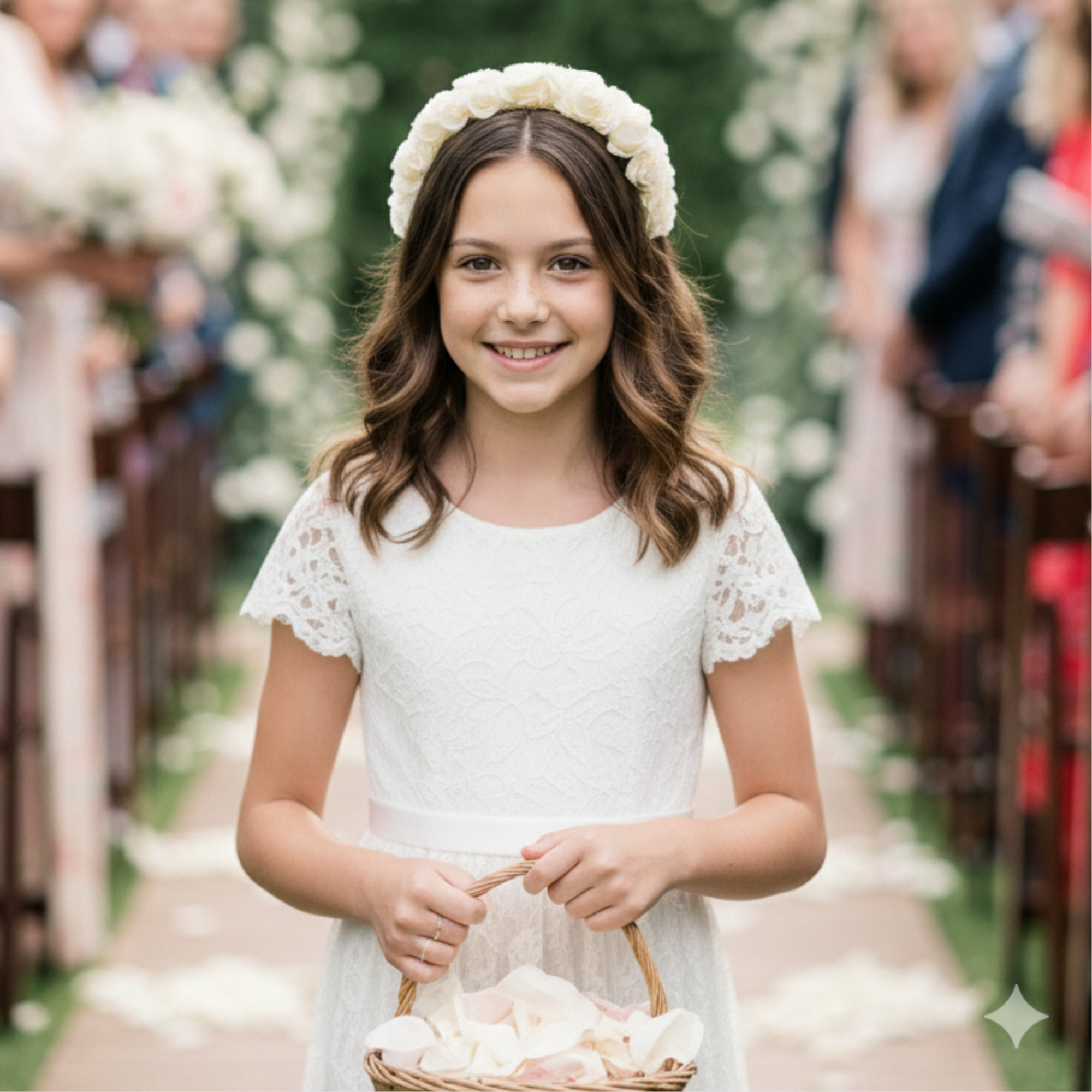 Ivory Ruffle Rose Headband