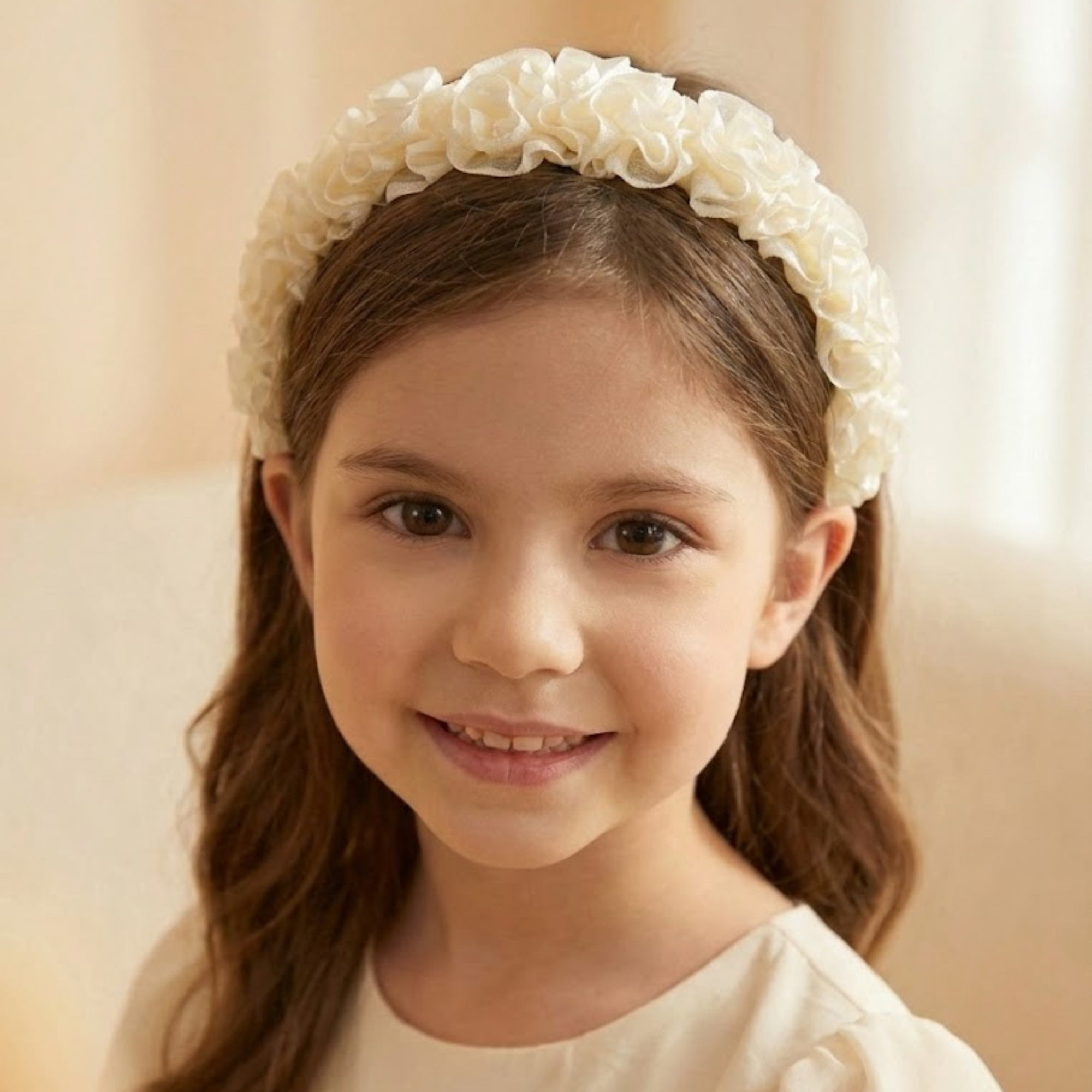 Ivory Ruffle Rose Headband