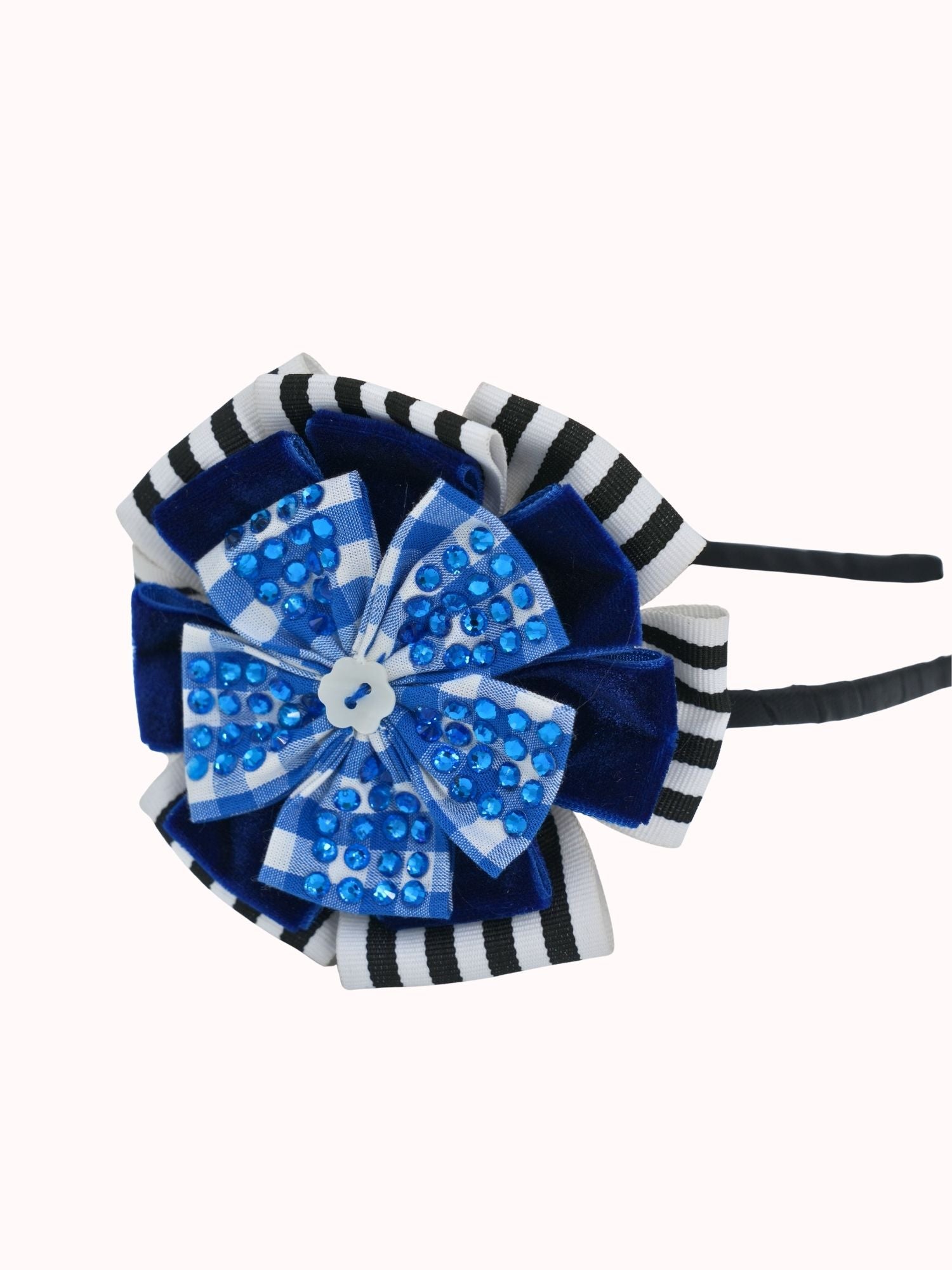 Velvet Gingham Jeweled Headband