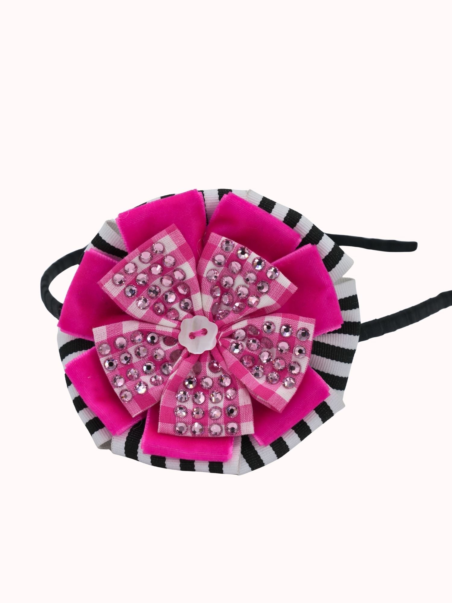Velvet Gingham Jeweled Headband