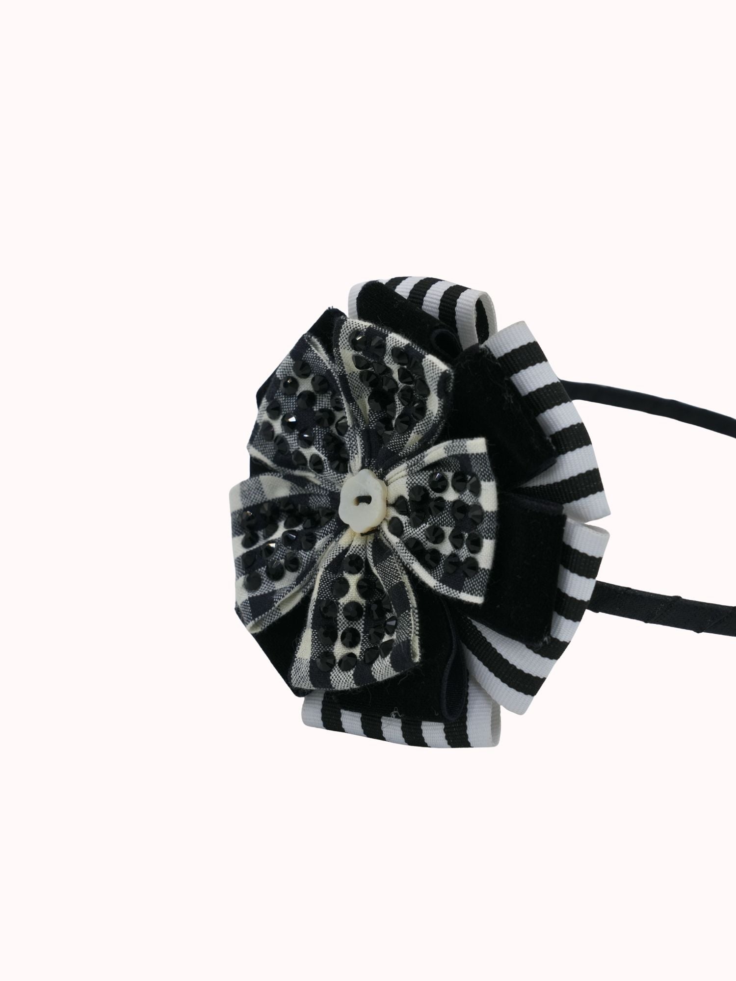 Velvet Gingham Jeweled Headband