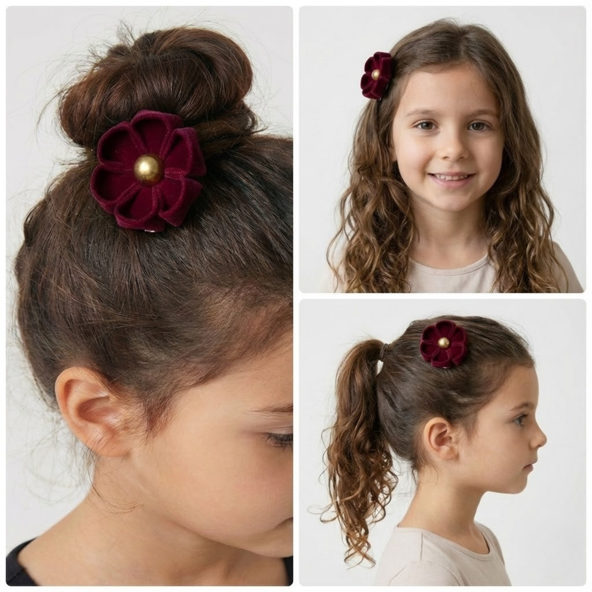 Set of two maroon hair clips