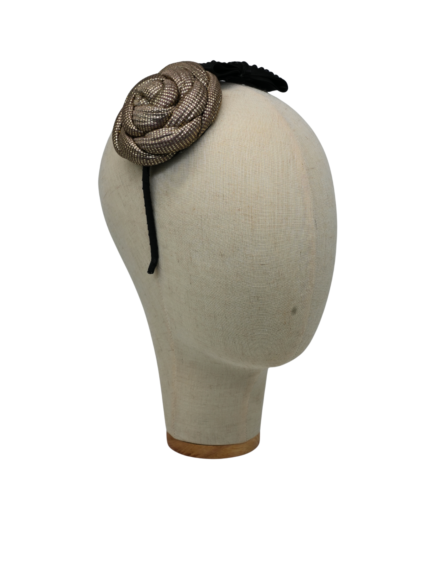 Metallic Rose Black Bow Headband