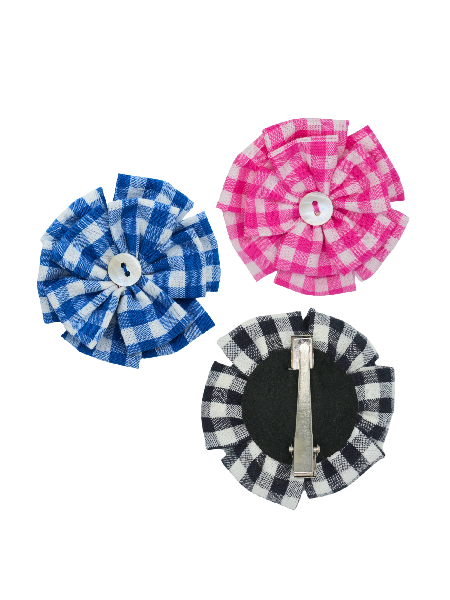 Set of Three Multicolor Hair Clips