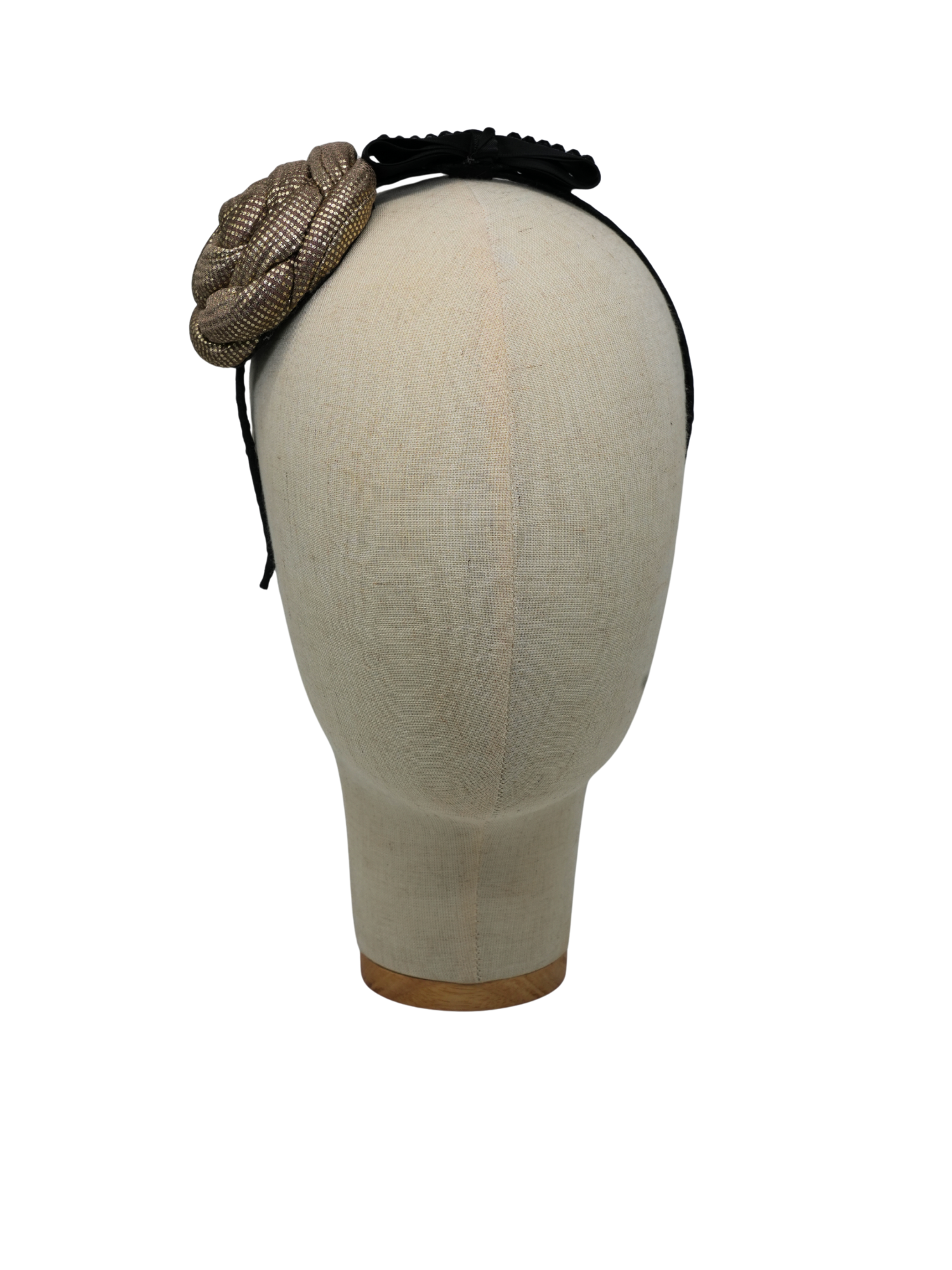 Metallic Rose Black Bow Headband