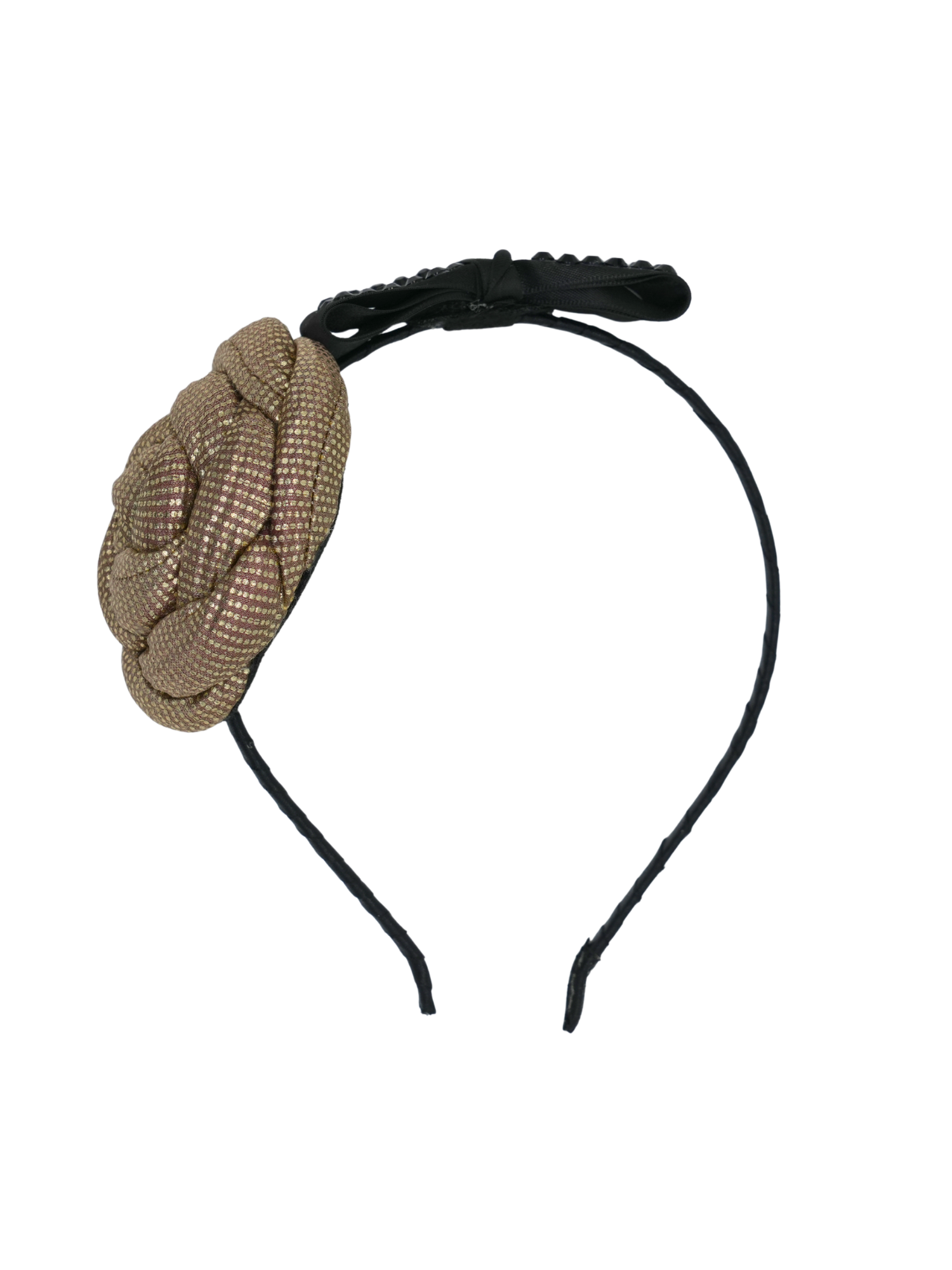 Metallic Rose Black Bow Headband