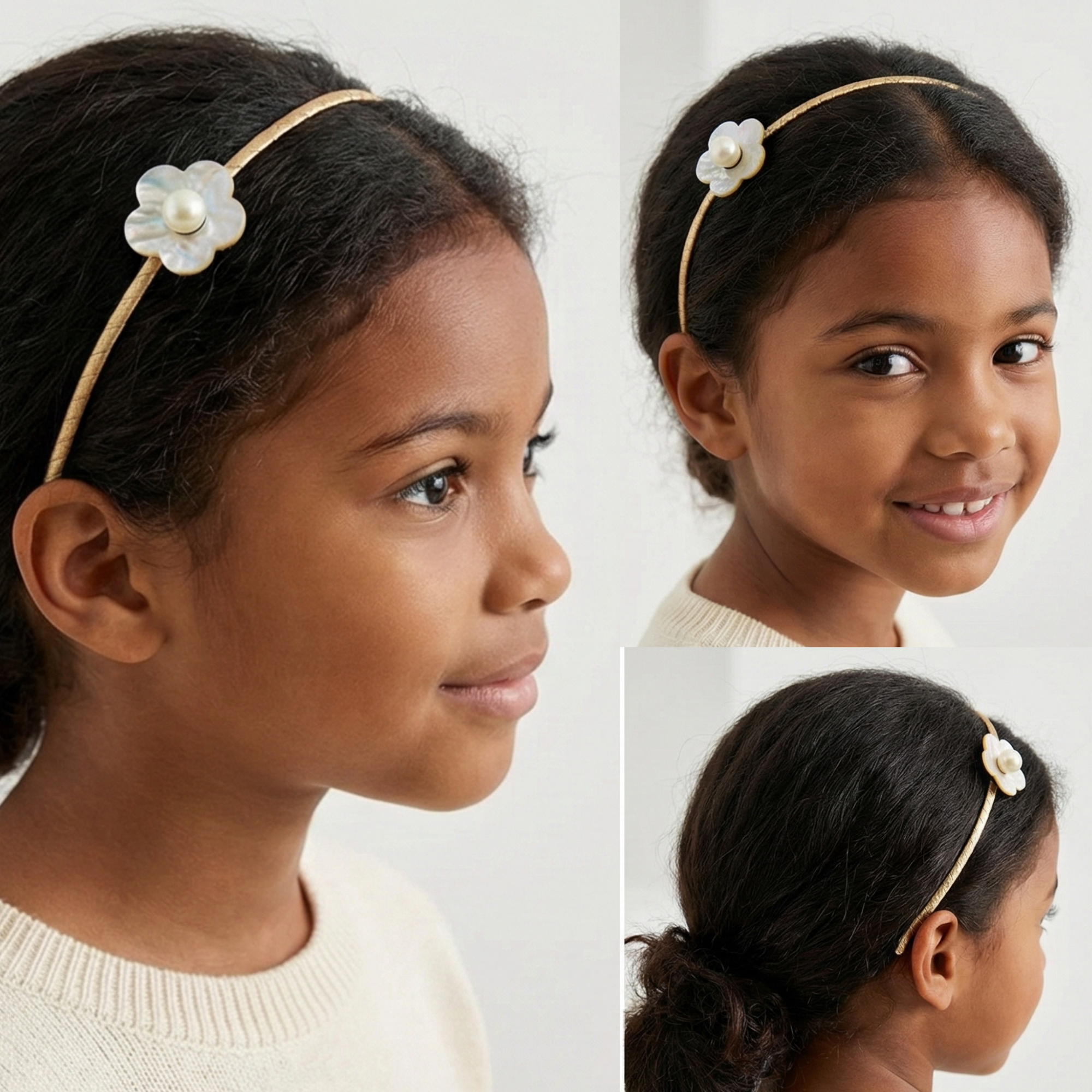 Pearl Flower Skinny Headband