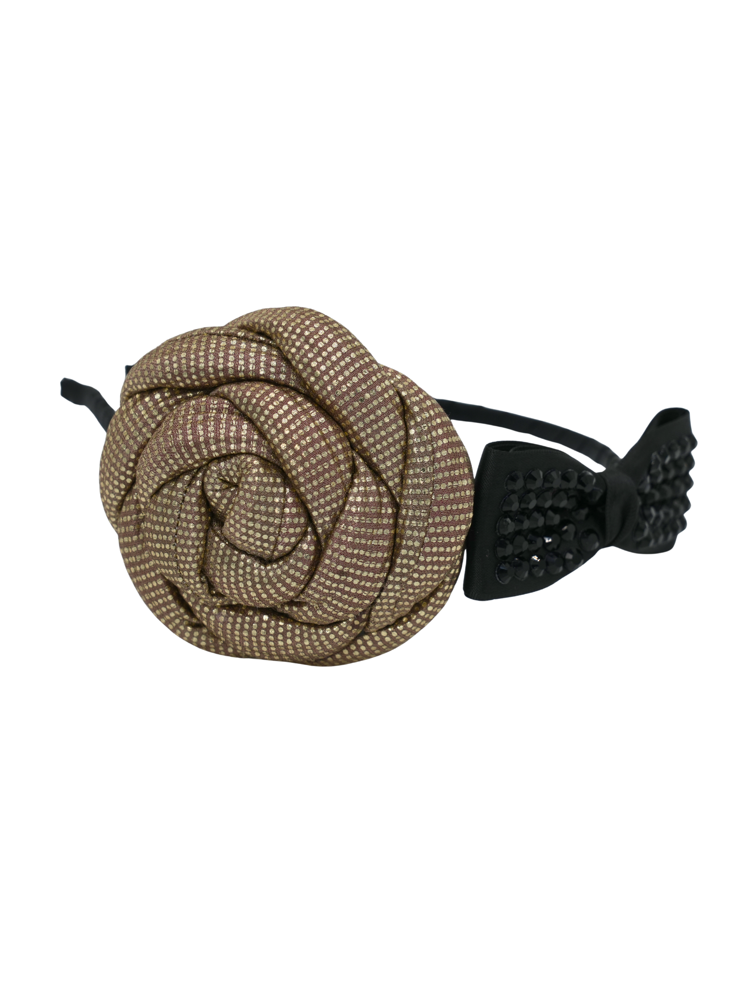 Metallic Rose Black Bow Headband