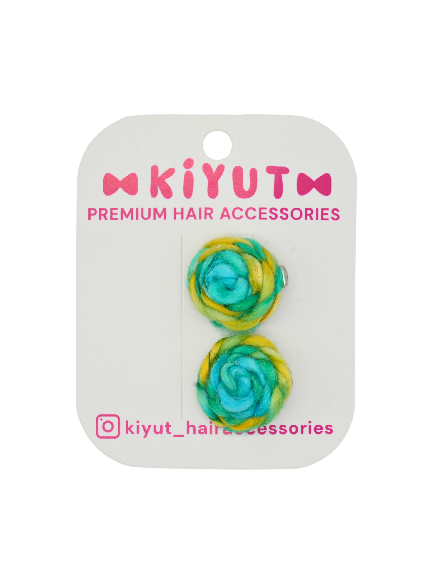 Set of two colorful hair clip -Green