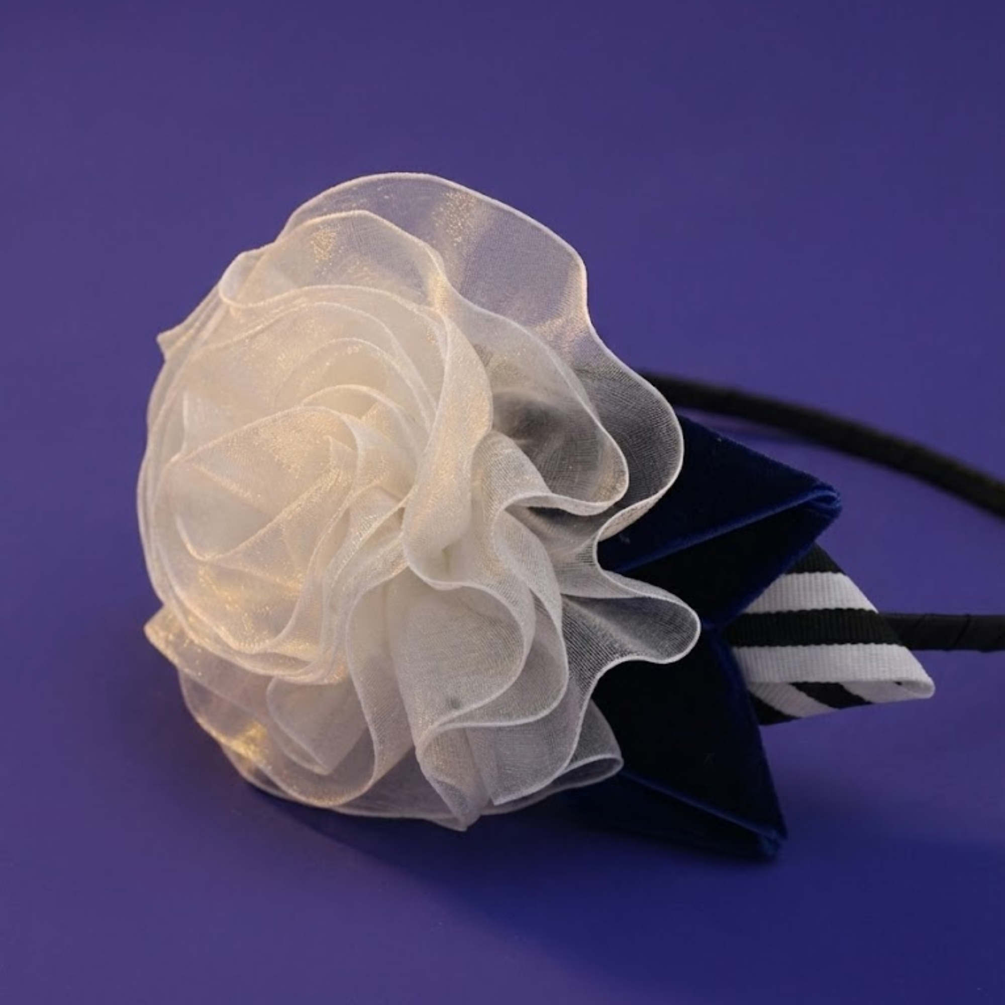 White organza layered flower Headband