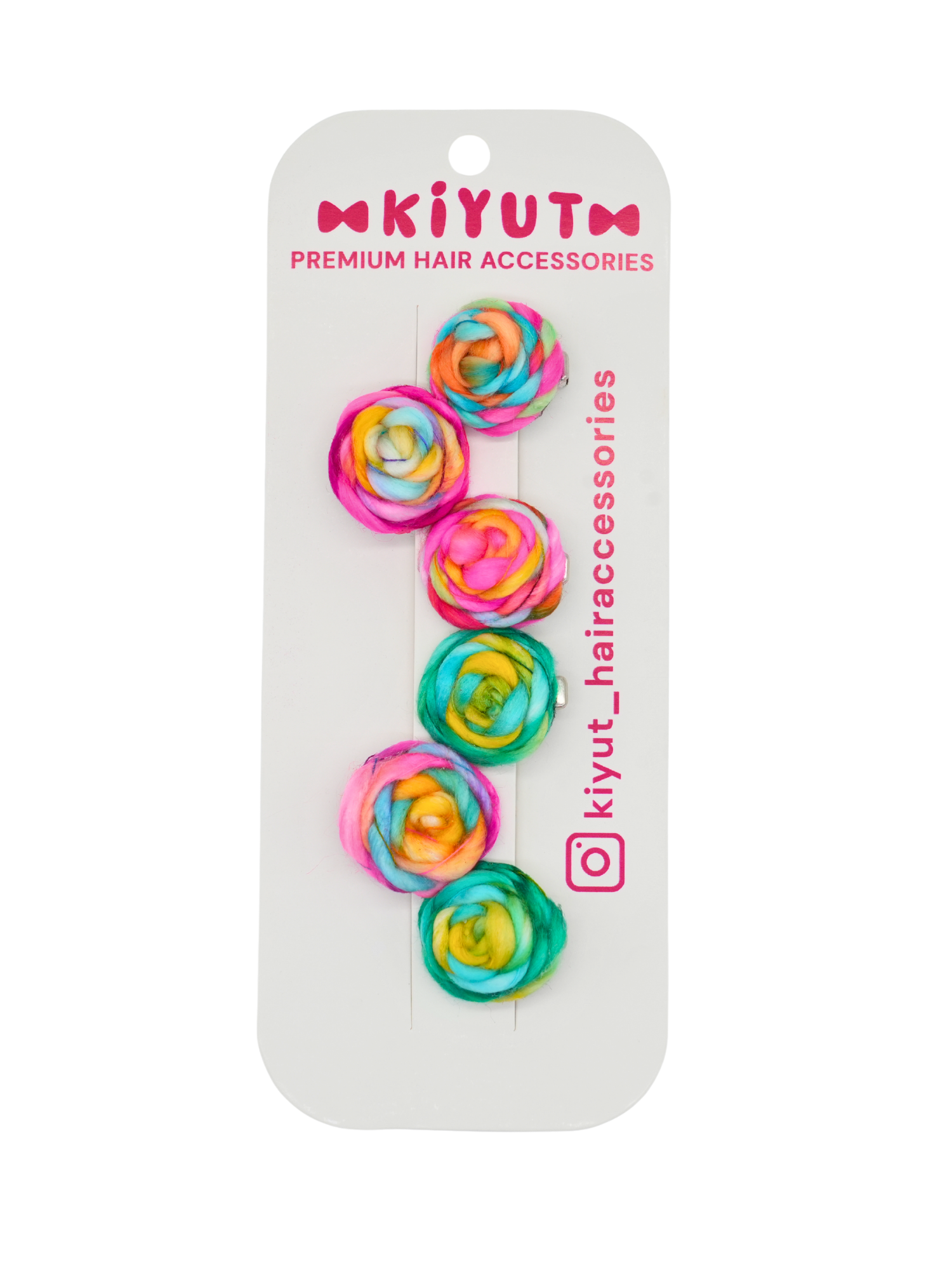 Set of six colorful hair clip