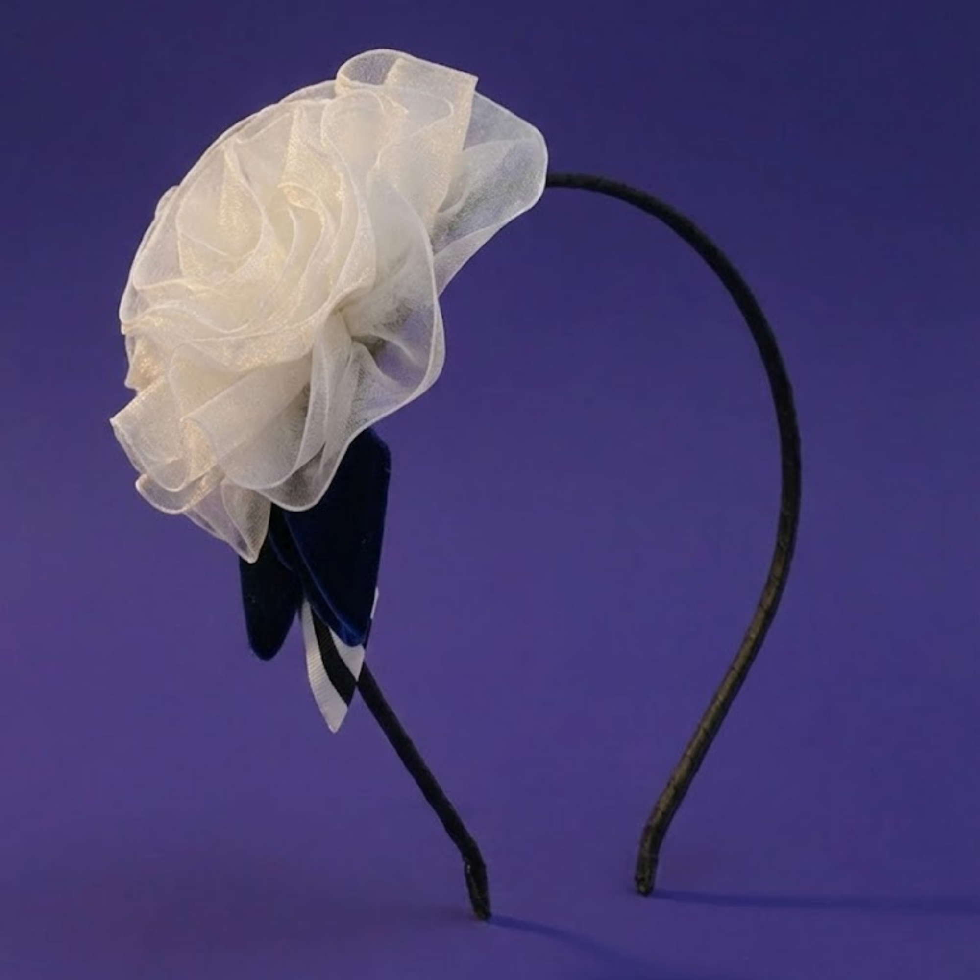 White organza layered flower Headband