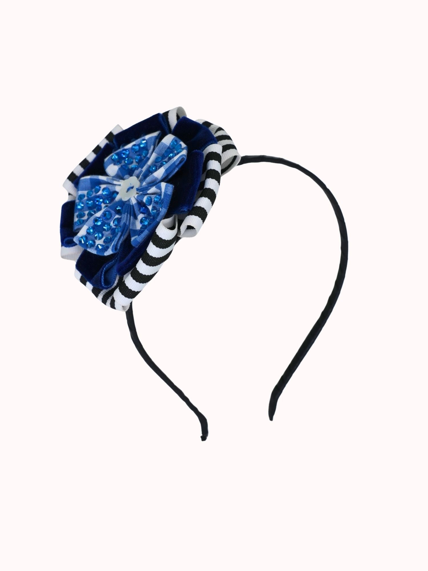 Velvet Gingham Jeweled Headband