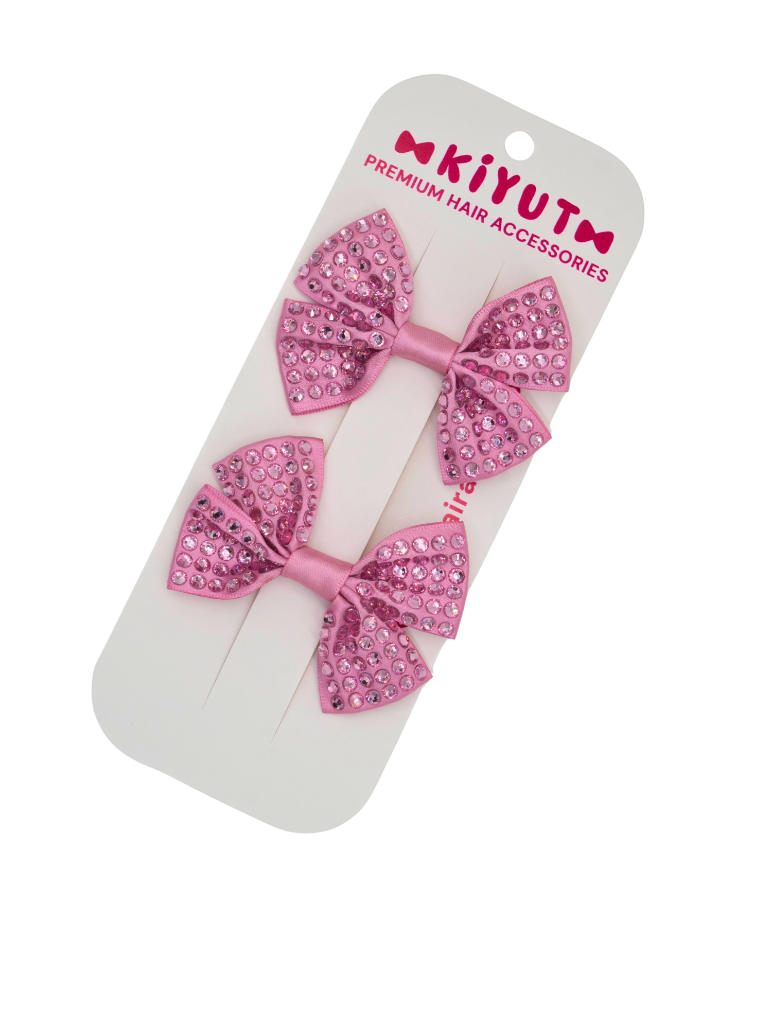 Set of two pink satin hair bows