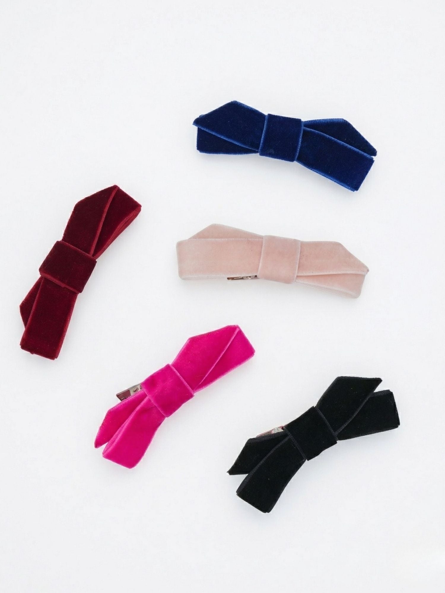 Velvet Bow Clips, Pack of 5