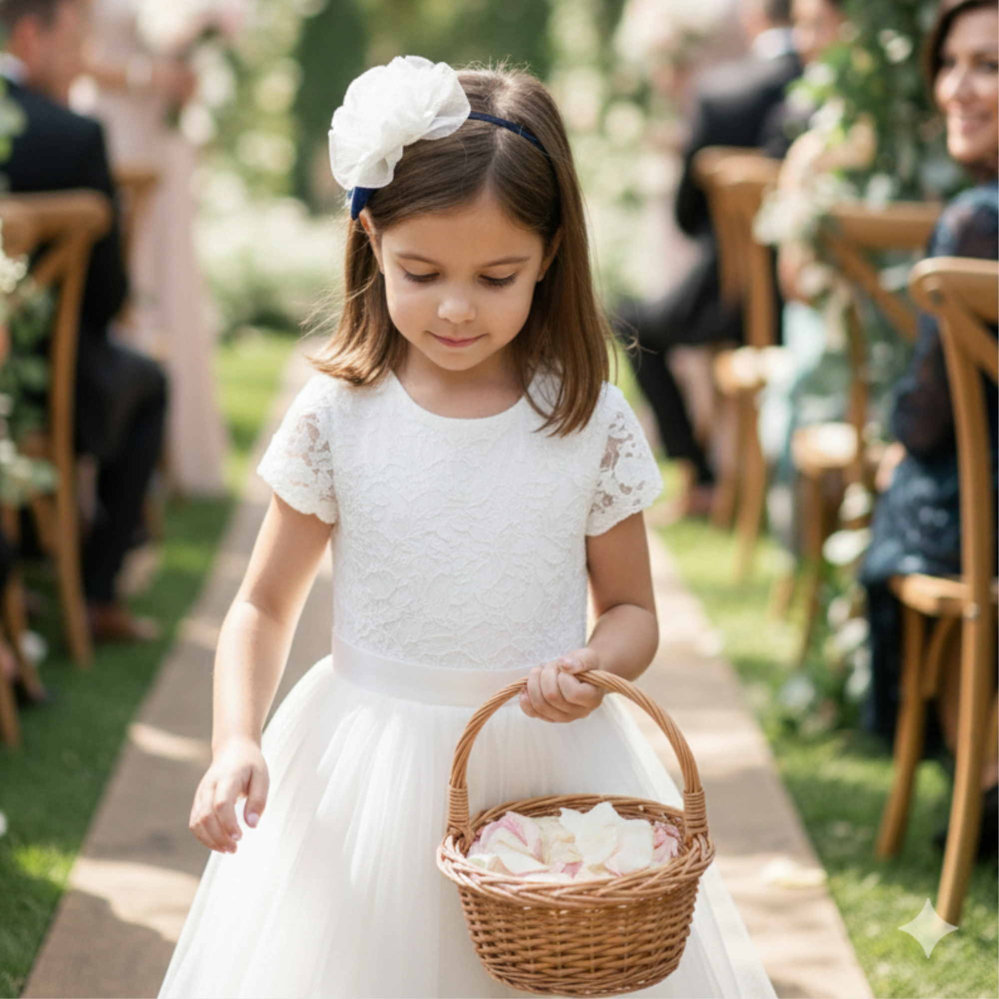 White organza layered flower Headband