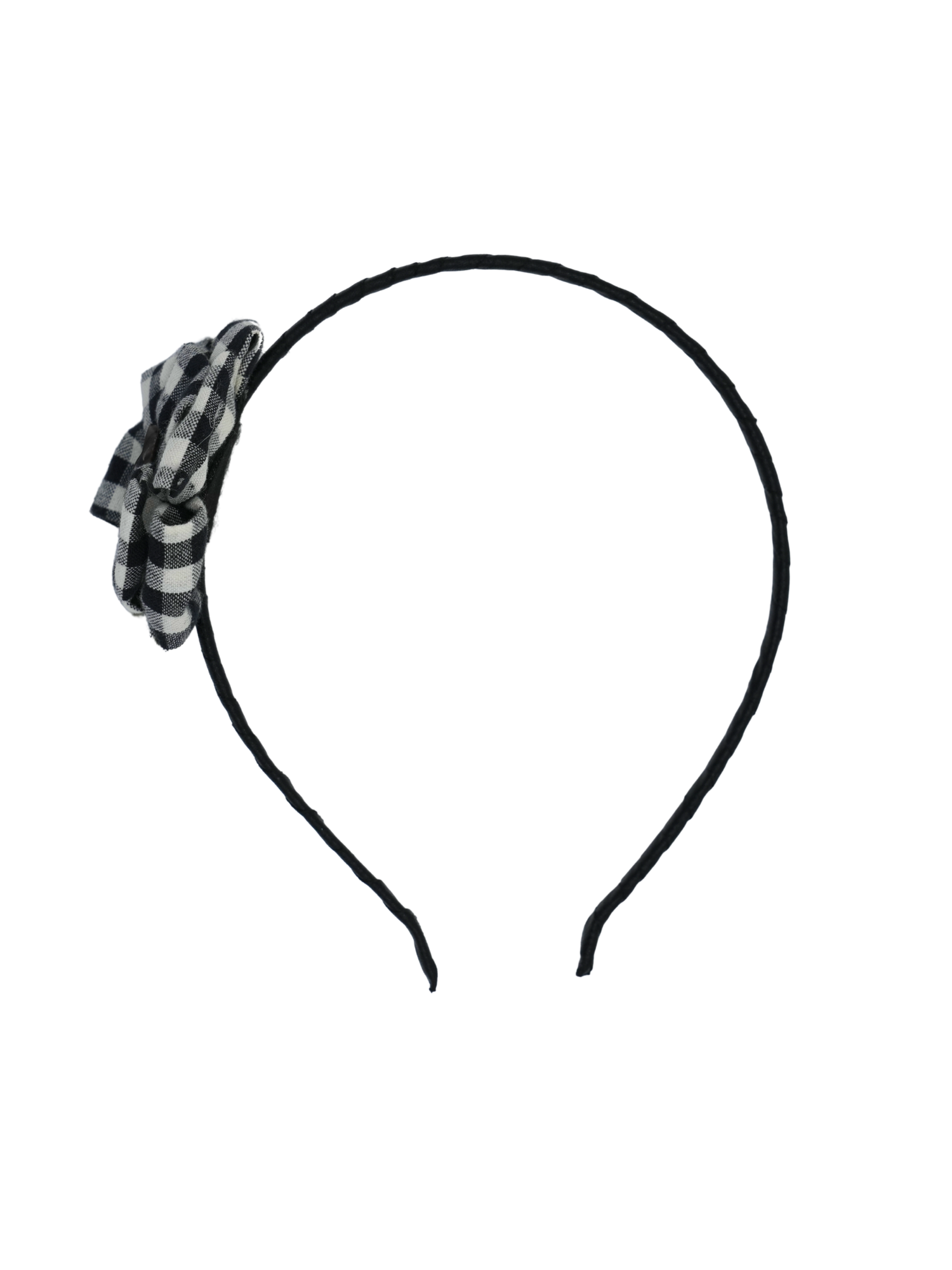 Black Gingham Flower Pearl Headband