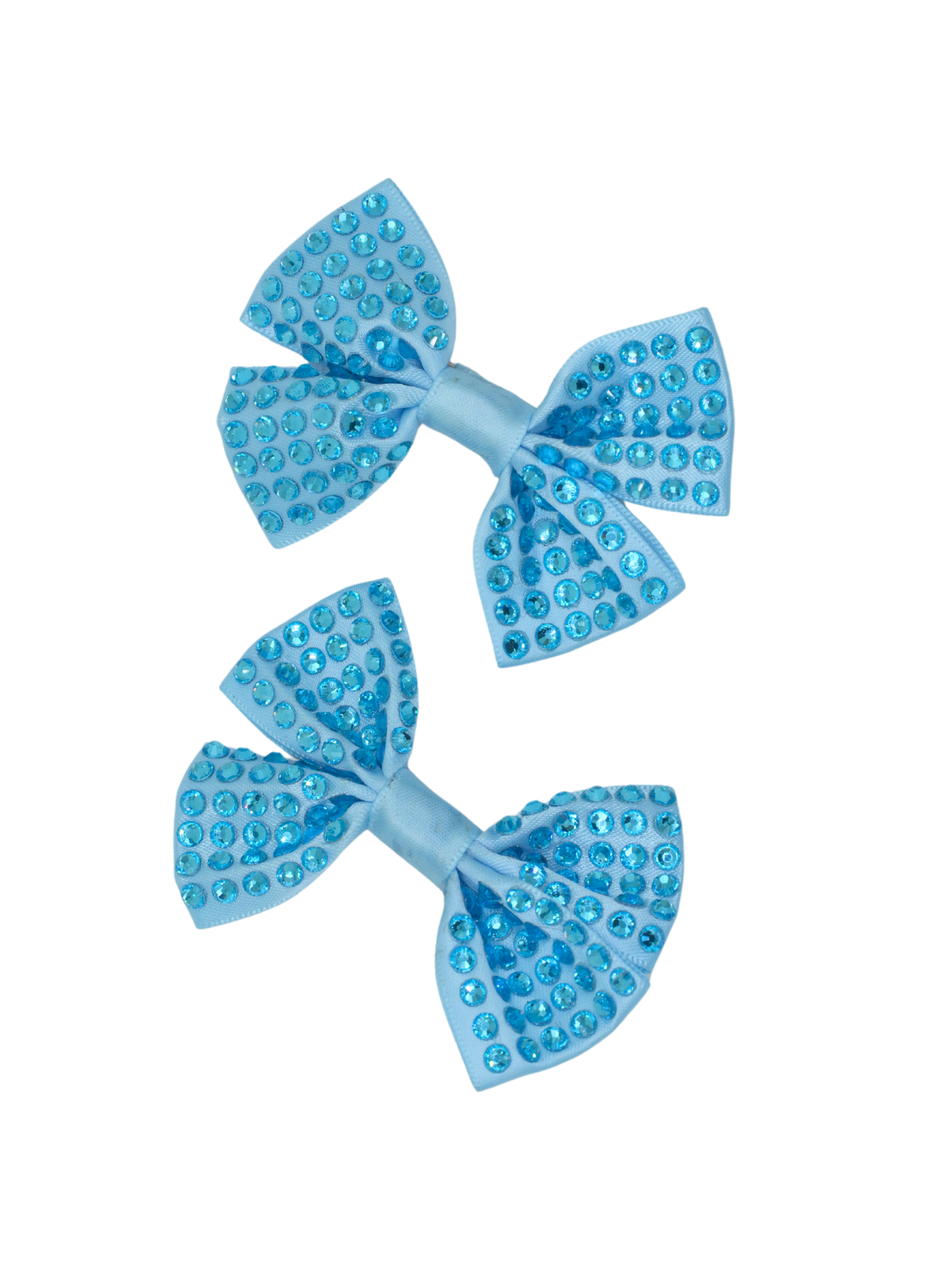 Set of two blue satin hair bows