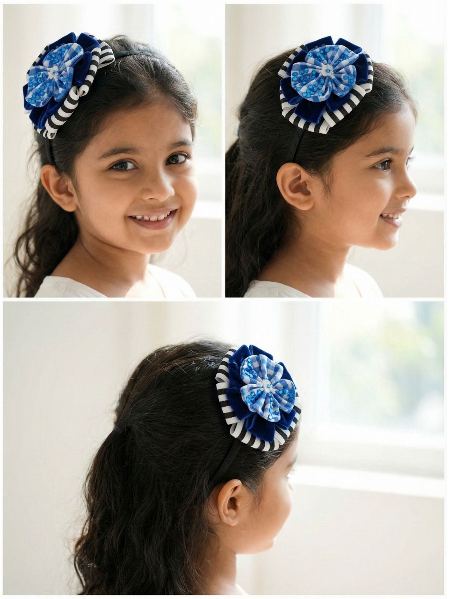 Velvet Gingham Jeweled Headband