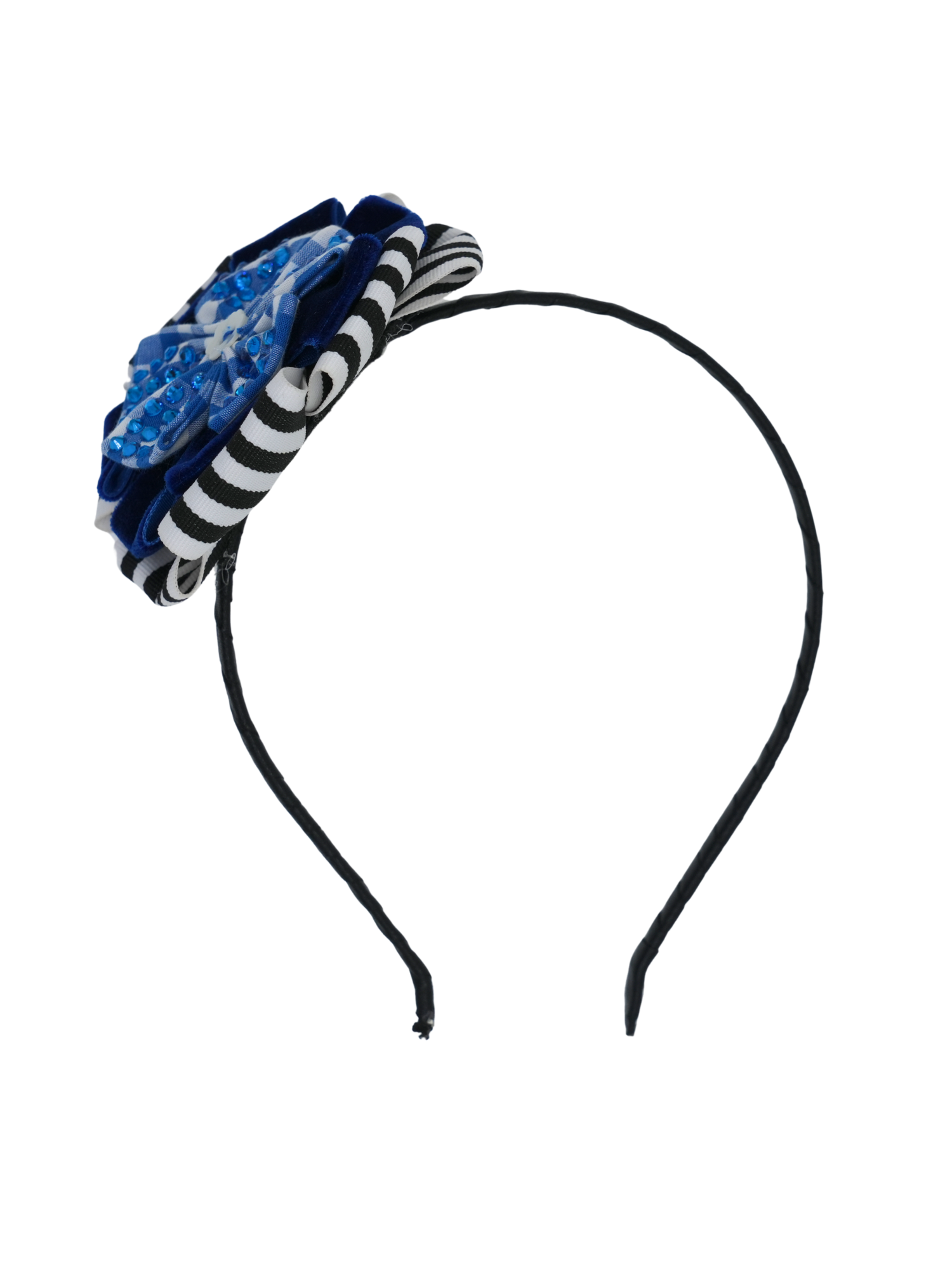 Blue Velvet Gingham Jeweled Headband