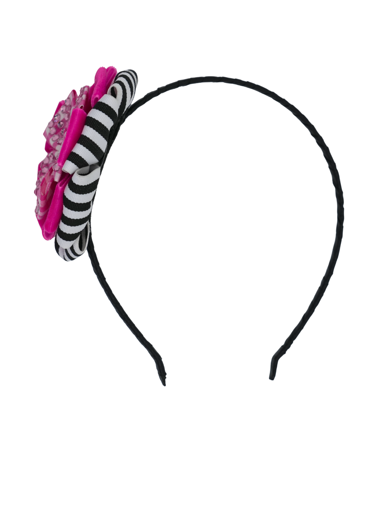 Pink Velvet Gingham Jeweled Headband