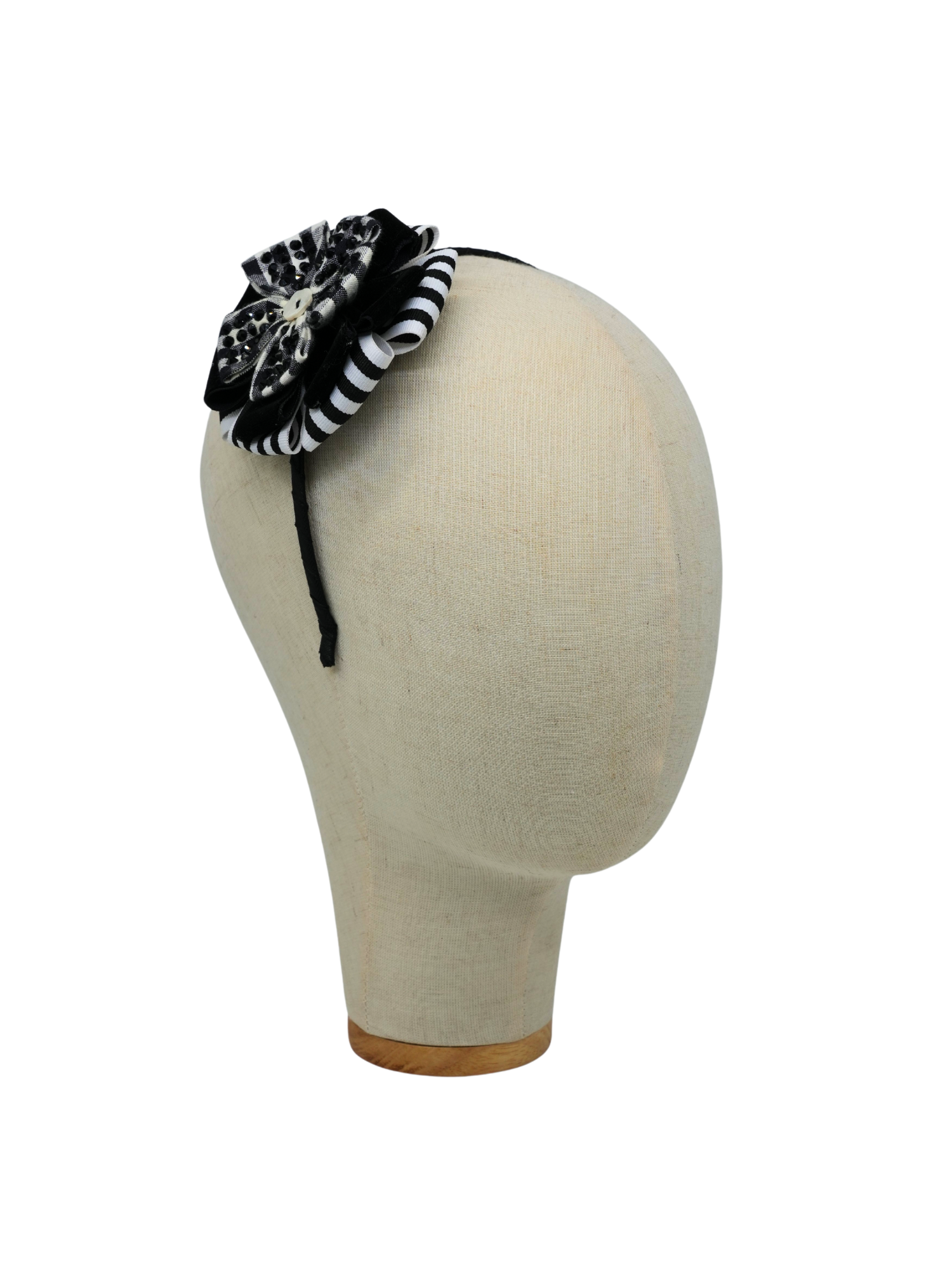 Black Velvet Gingham Jeweled Headband