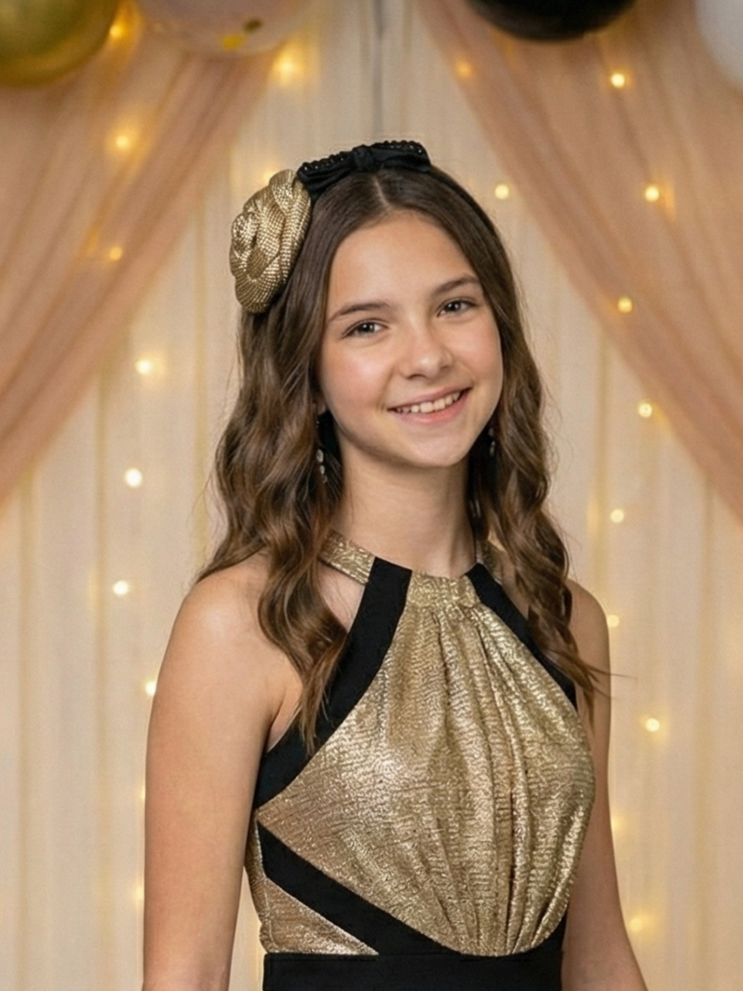 Metallic Rose Bow Headband