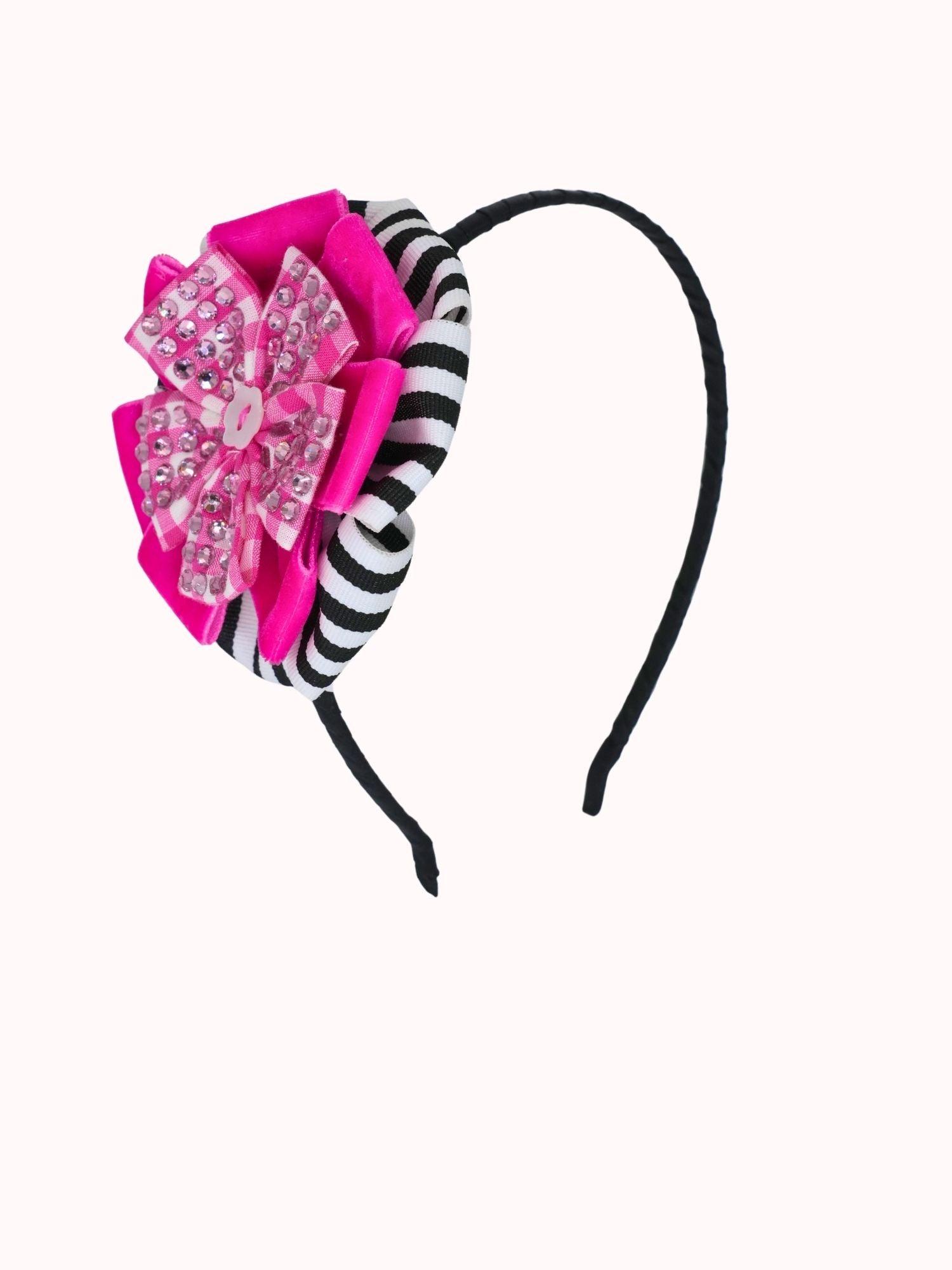 Velvet Gingham Jeweled Headband