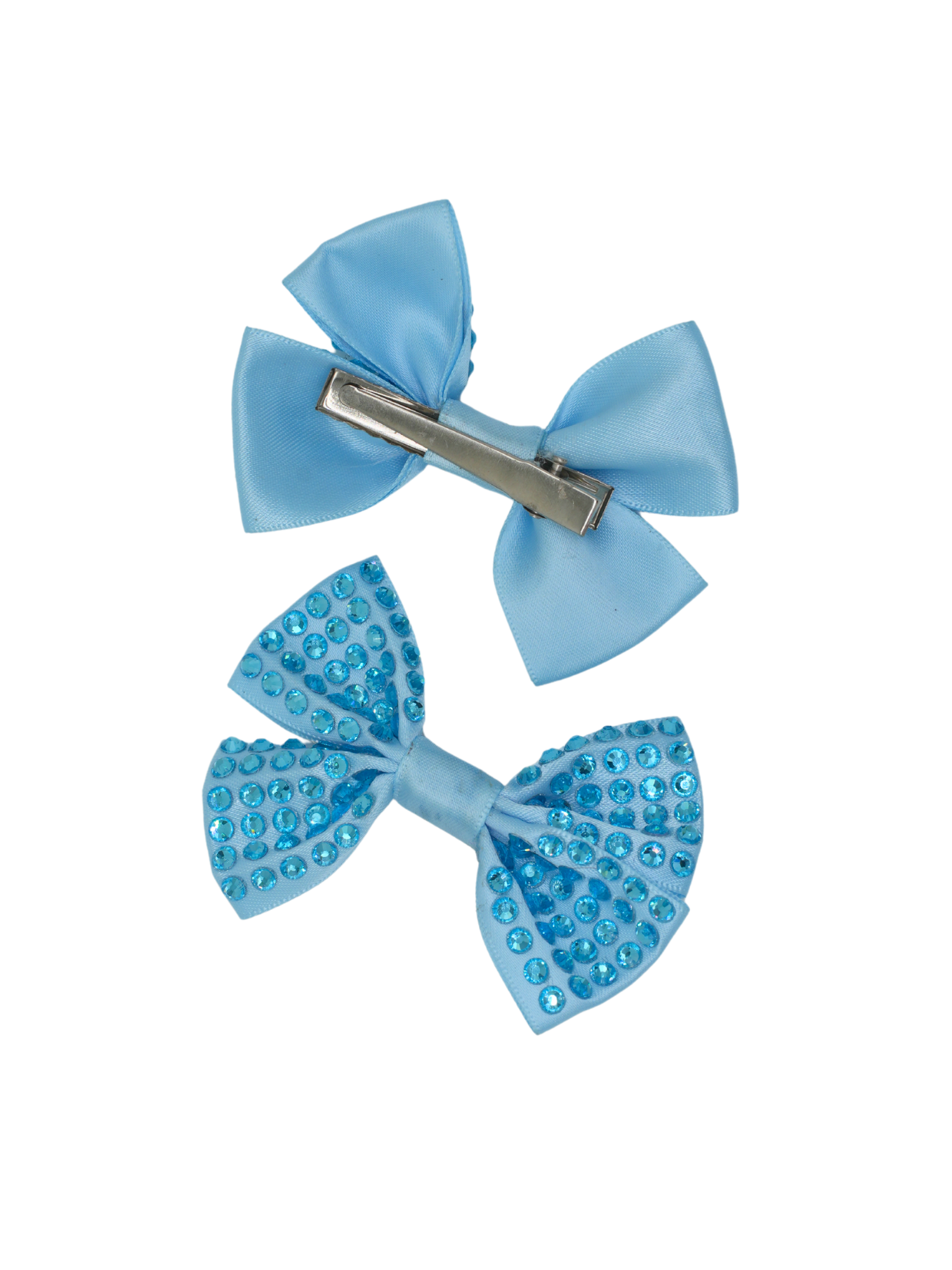 Set of two blue satin hair bows