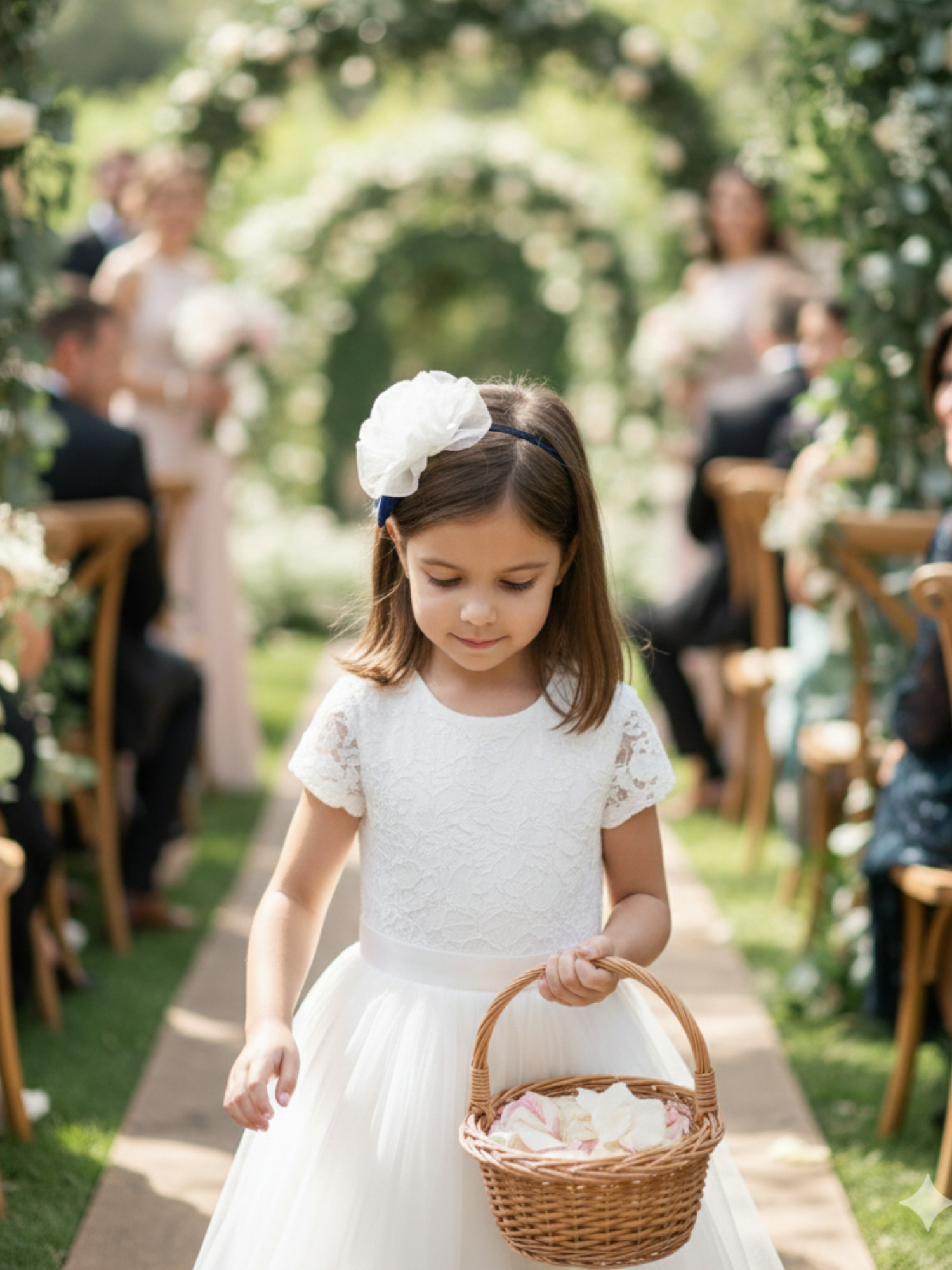 Wit organza gelaagde blomhoofband