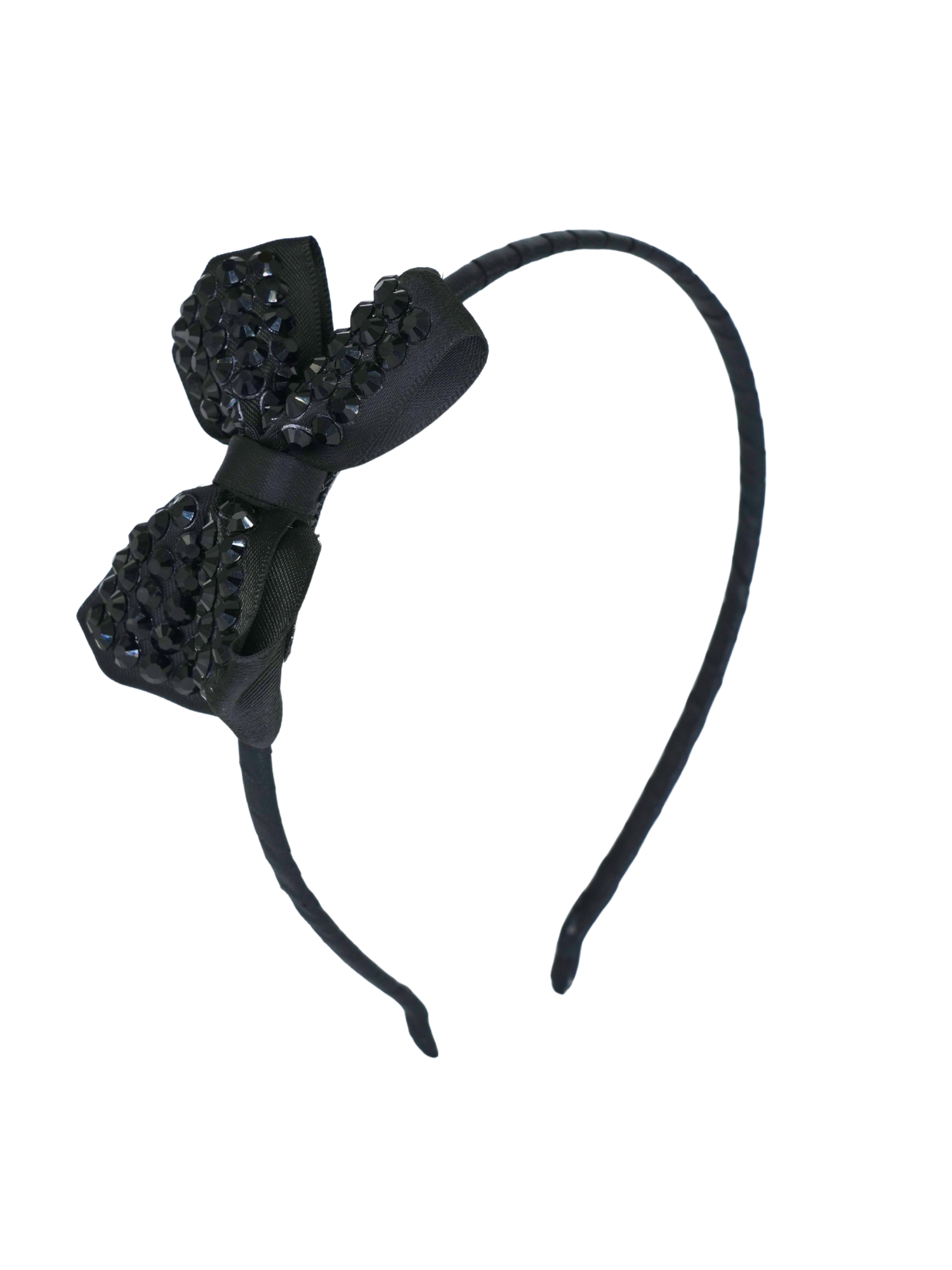 Black Crystal Jeweled Cross Bow Headband