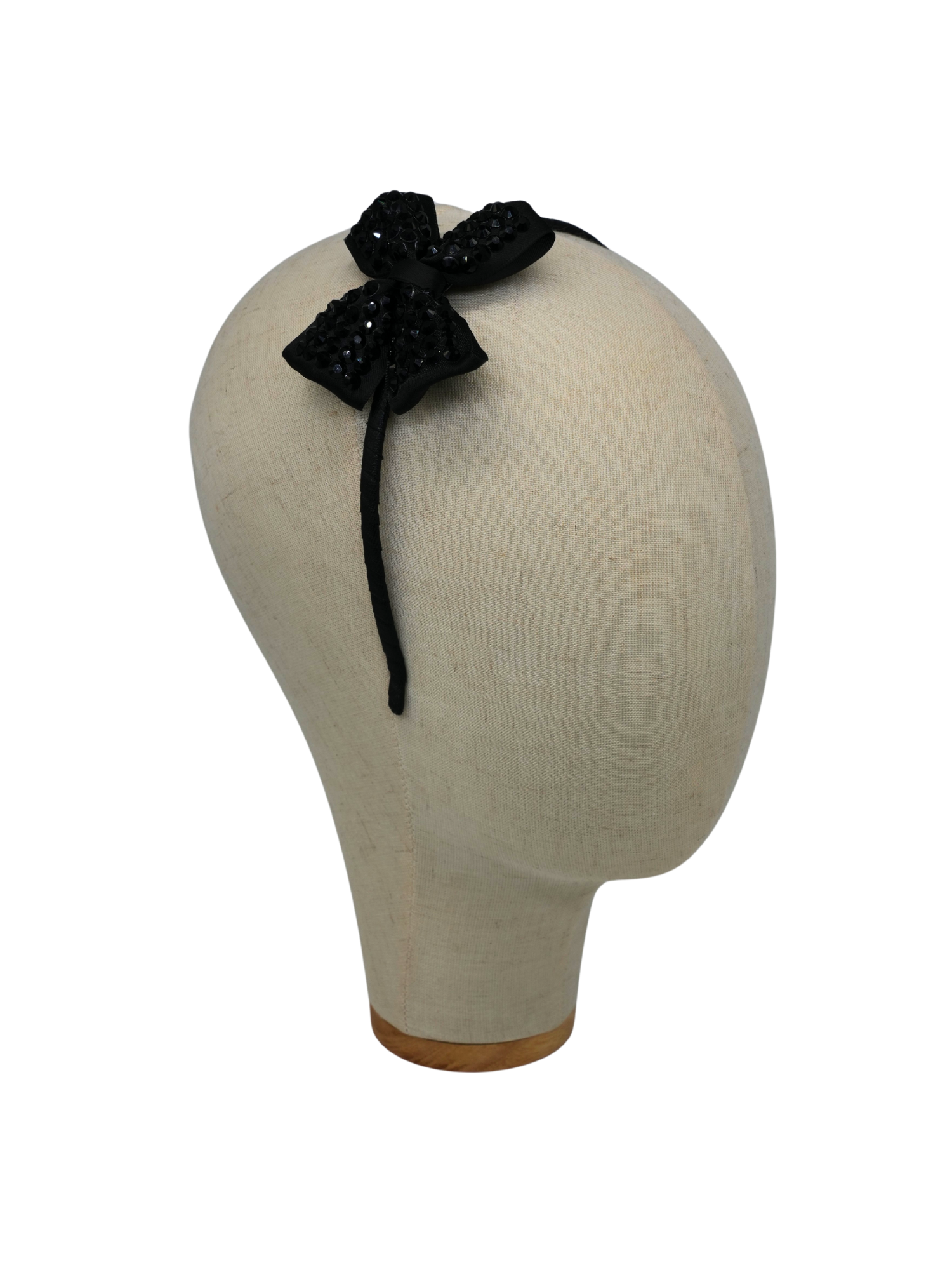 Black Crystal Jeweled Cross Bow Headband